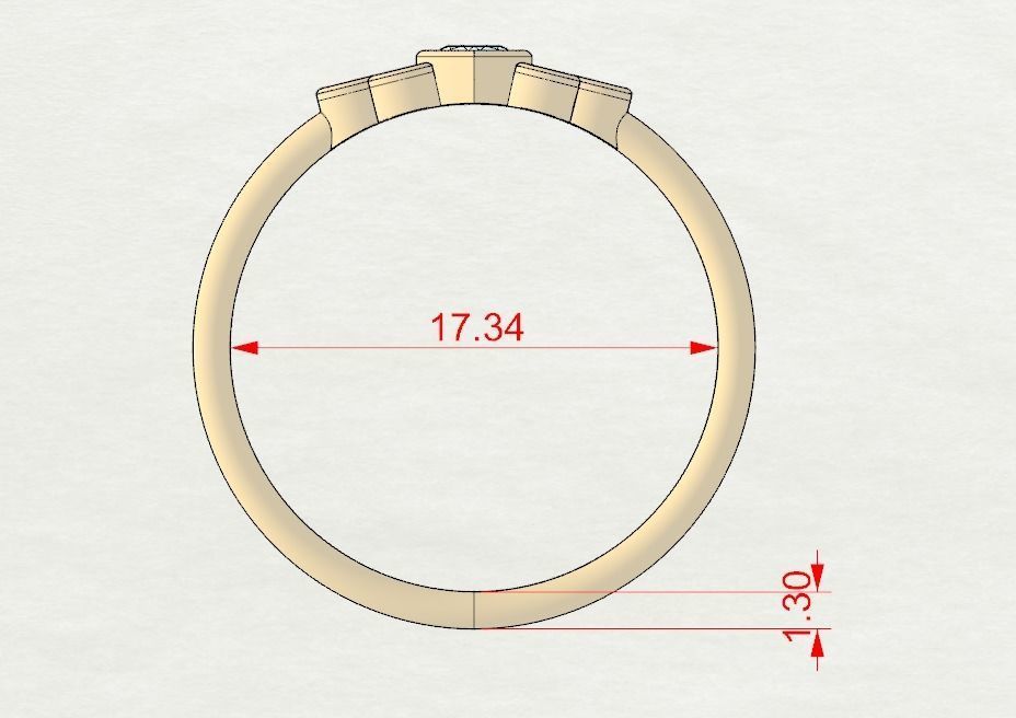 Basel ring with Heart diamond 3D print model_5