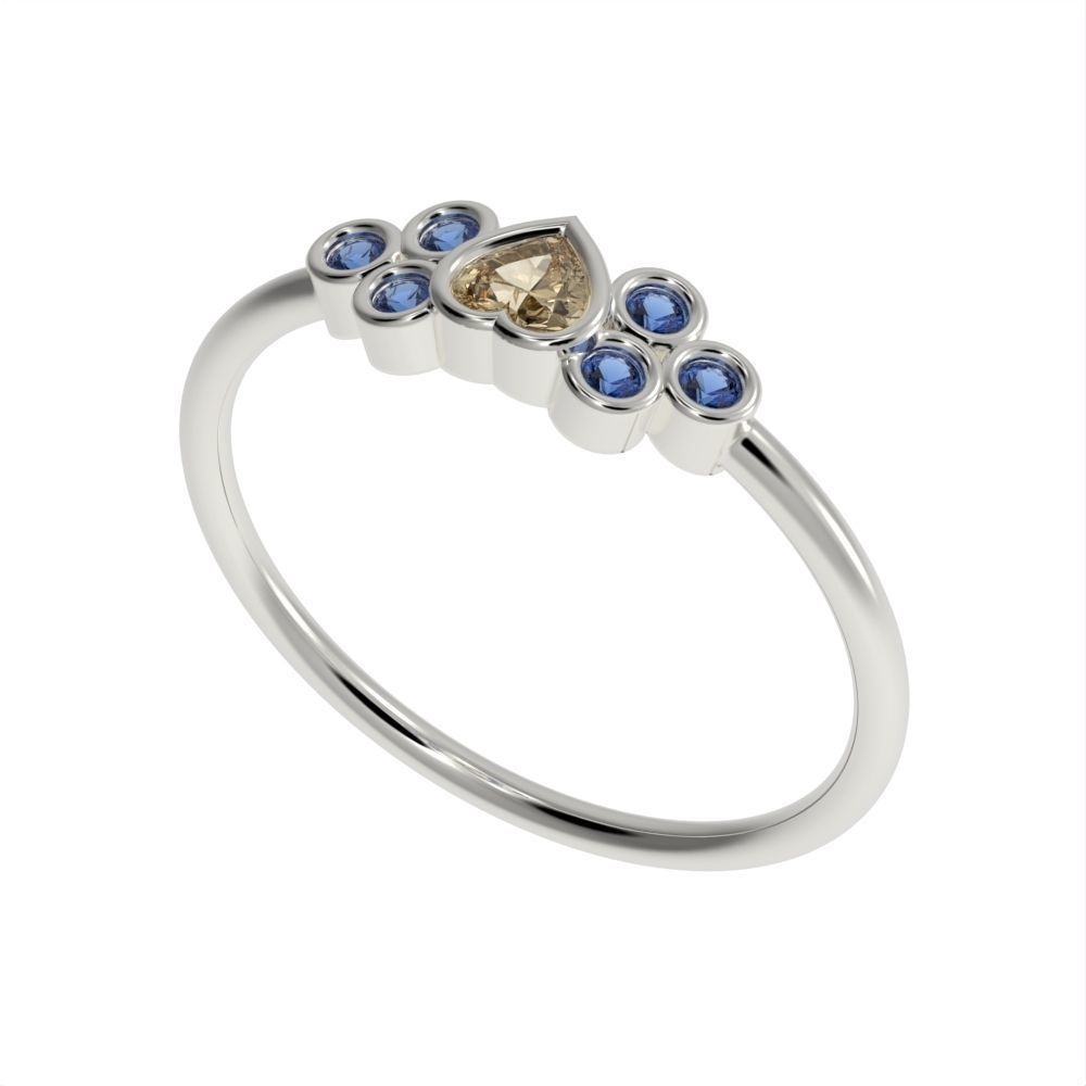 Basel ring with Heart diamond 3D print model_1