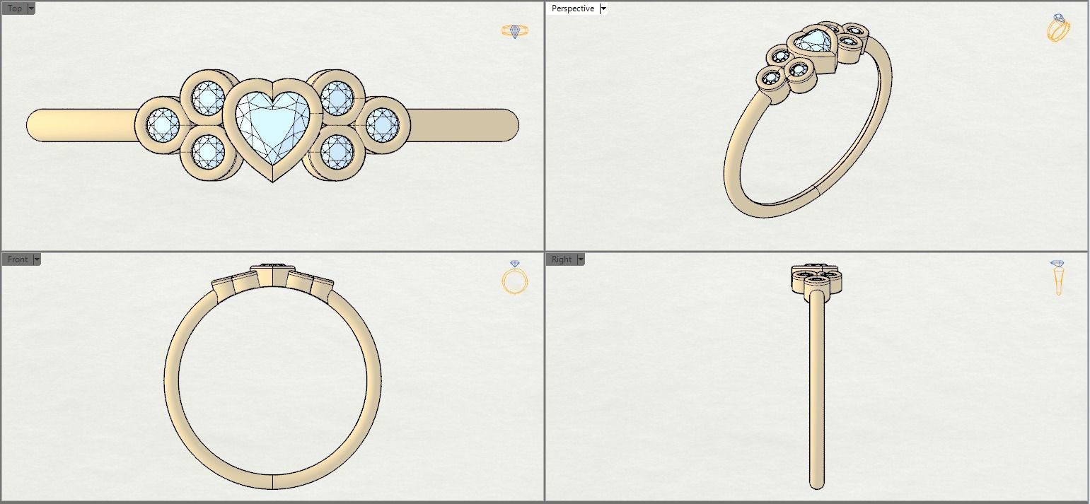 Basel ring with Heart diamond 3D print model_14