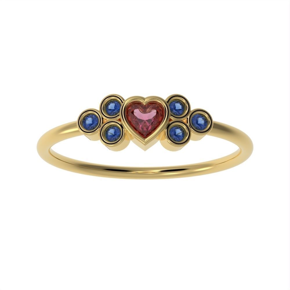Basel ring with Heart diamond 3D print model_17