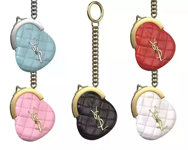 YSL Coin Keyring Bag in Quilted Leather