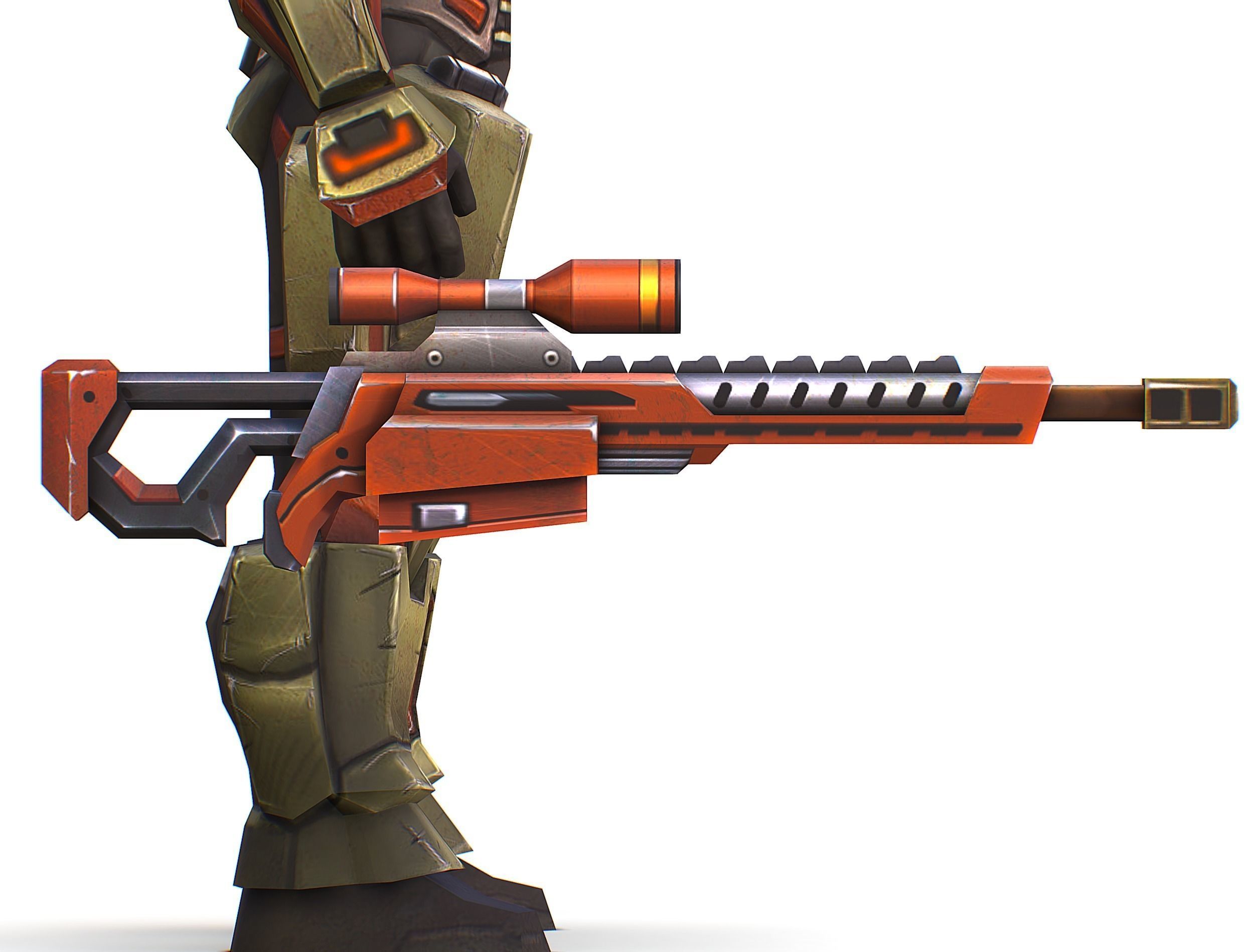 Sci-Fi Man Cyborg - Male Drone Sniper Soldier Low-poly 3D model_43
