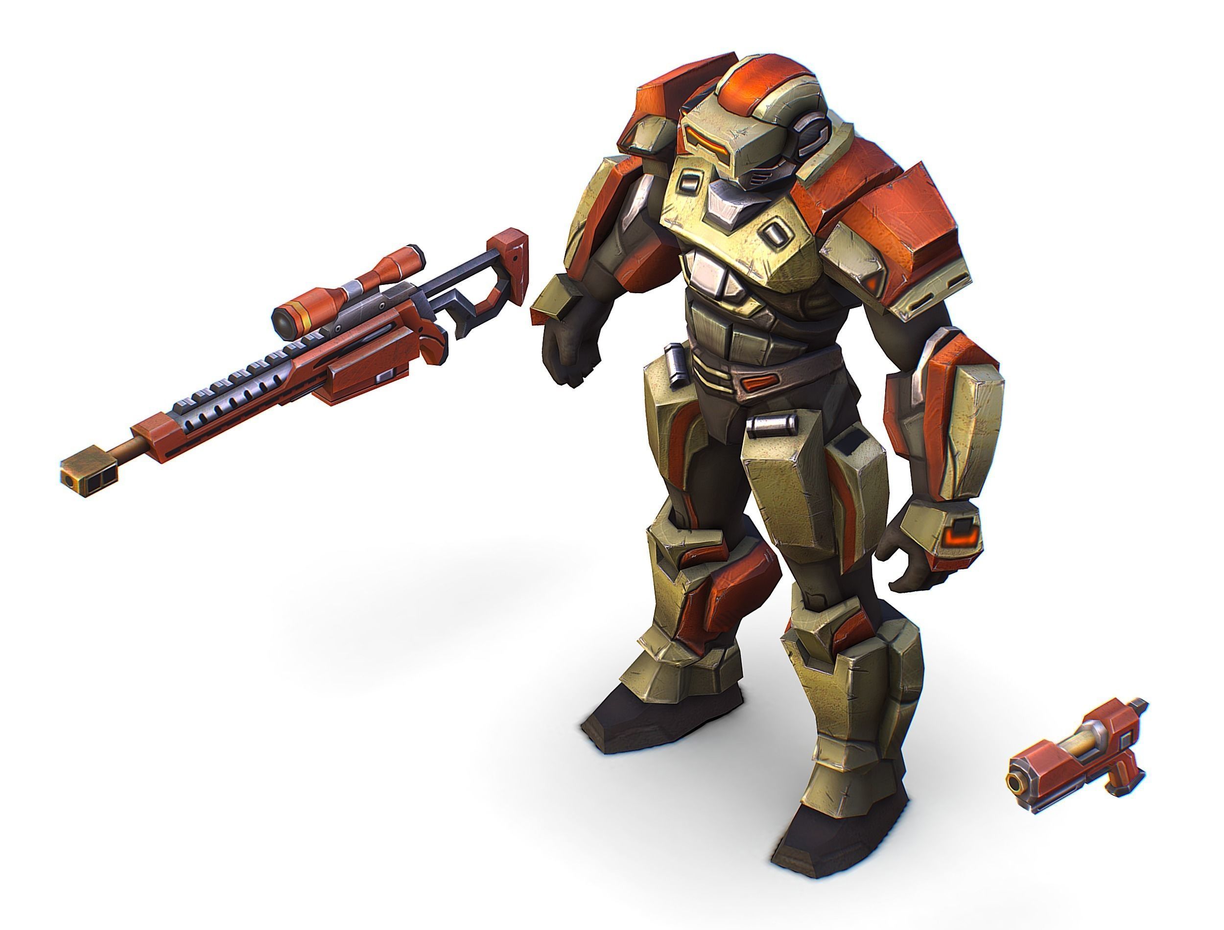 Sci-Fi Man Cyborg - Male Drone Sniper Soldier Low-poly 3D model_37