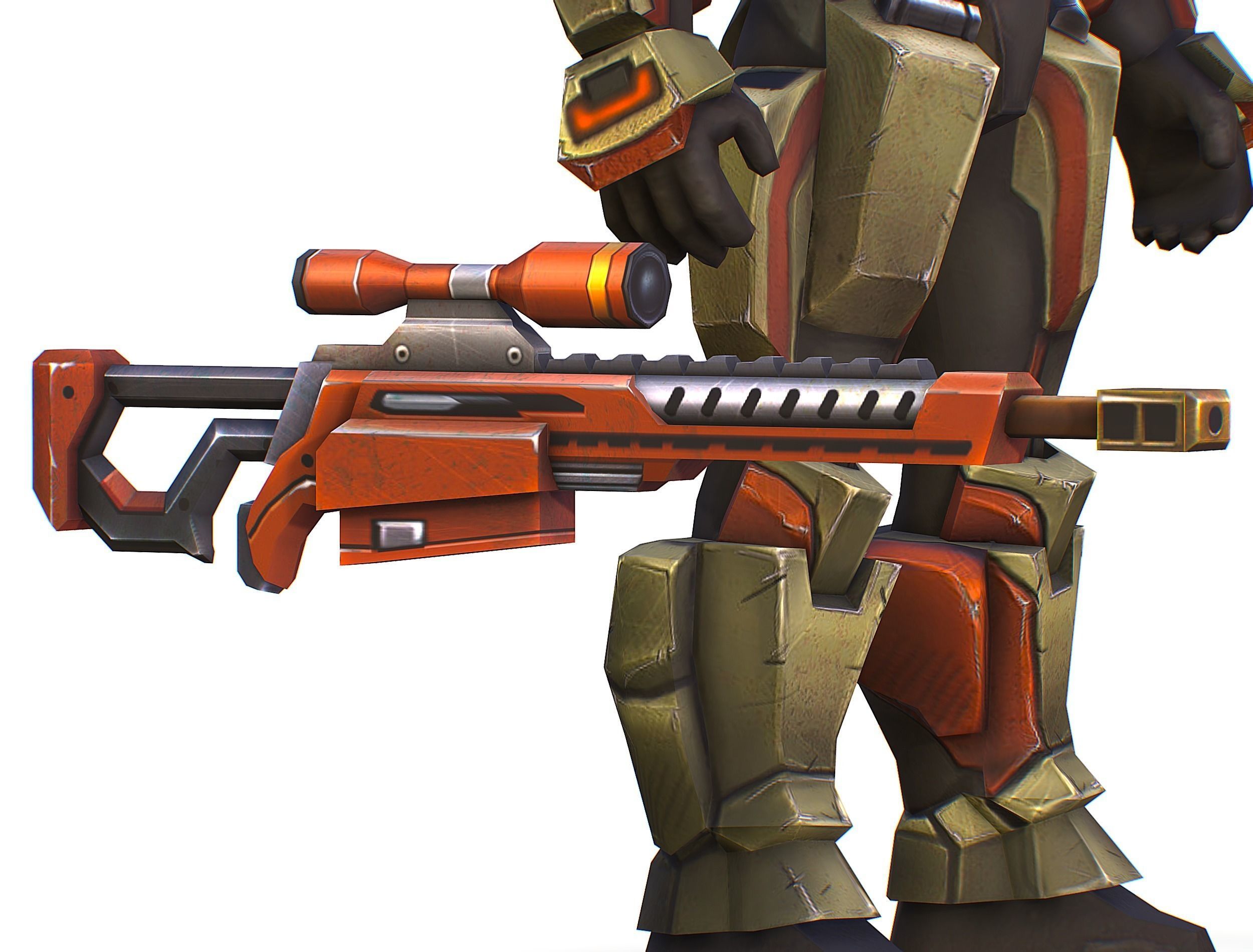 Sci-Fi Man Cyborg - Male Drone Sniper Soldier Low-poly 3D model_42