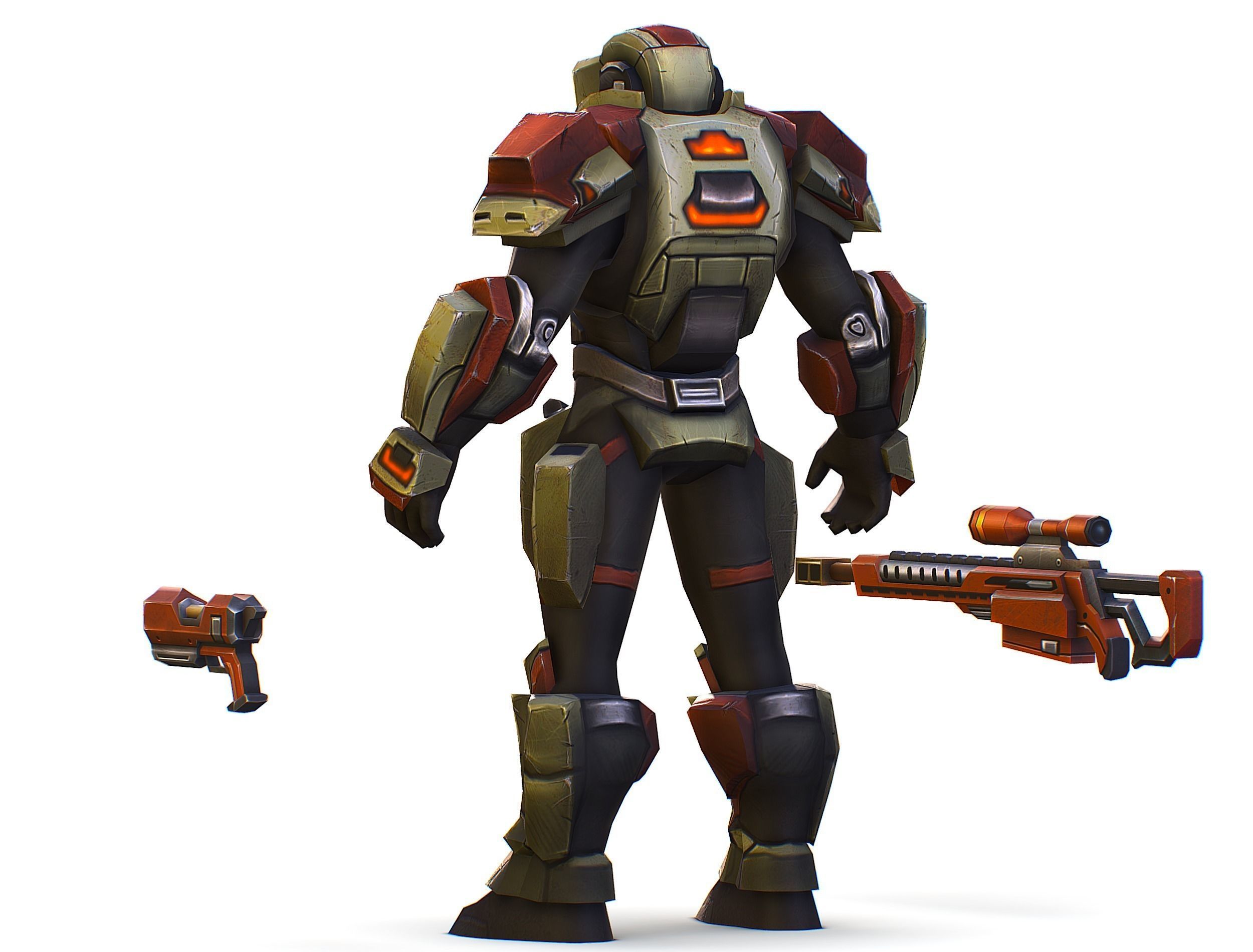 Sci-Fi Man Cyborg - Male Drone Sniper Soldier Low-poly 3D model_14