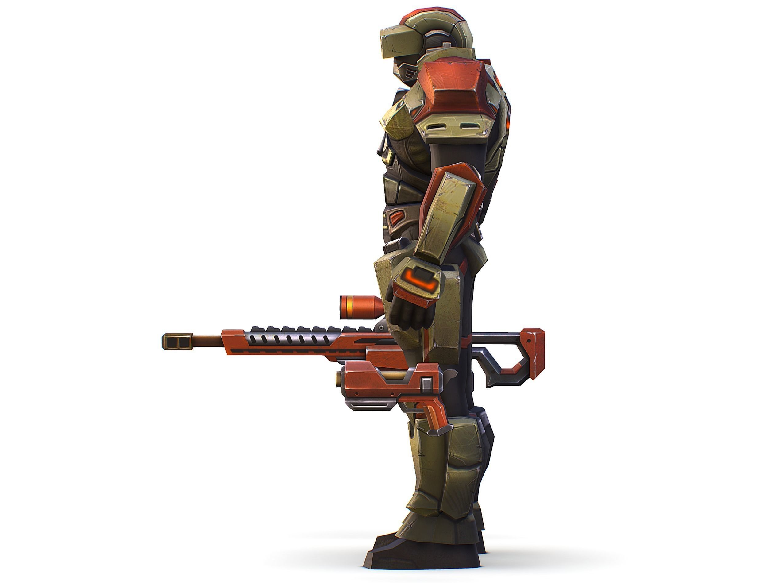 Sci-Fi Man Cyborg - Male Drone Sniper Soldier Low-poly 3D model_17