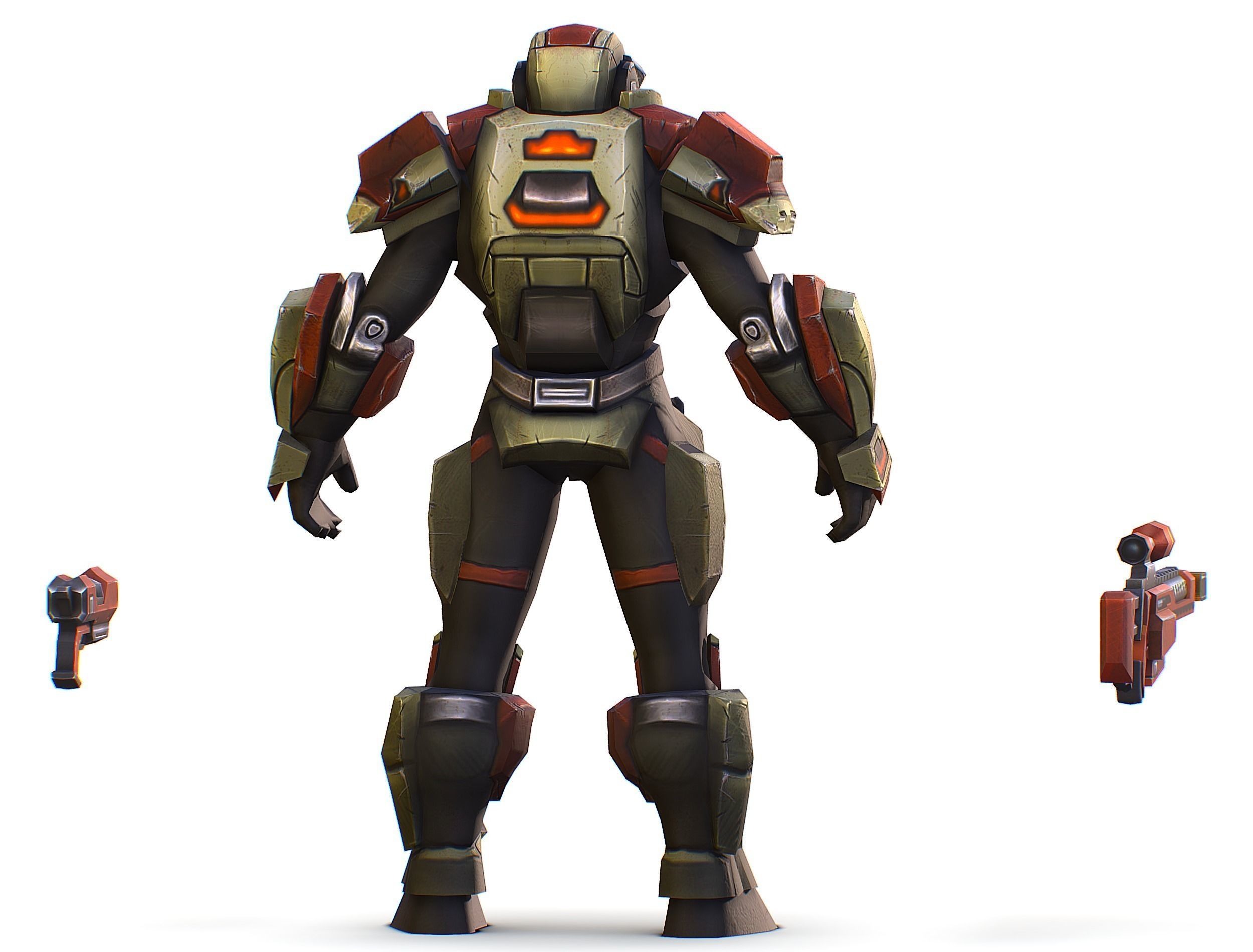 Sci-Fi Man Cyborg - Male Drone Sniper Soldier Low-poly 3D model_10