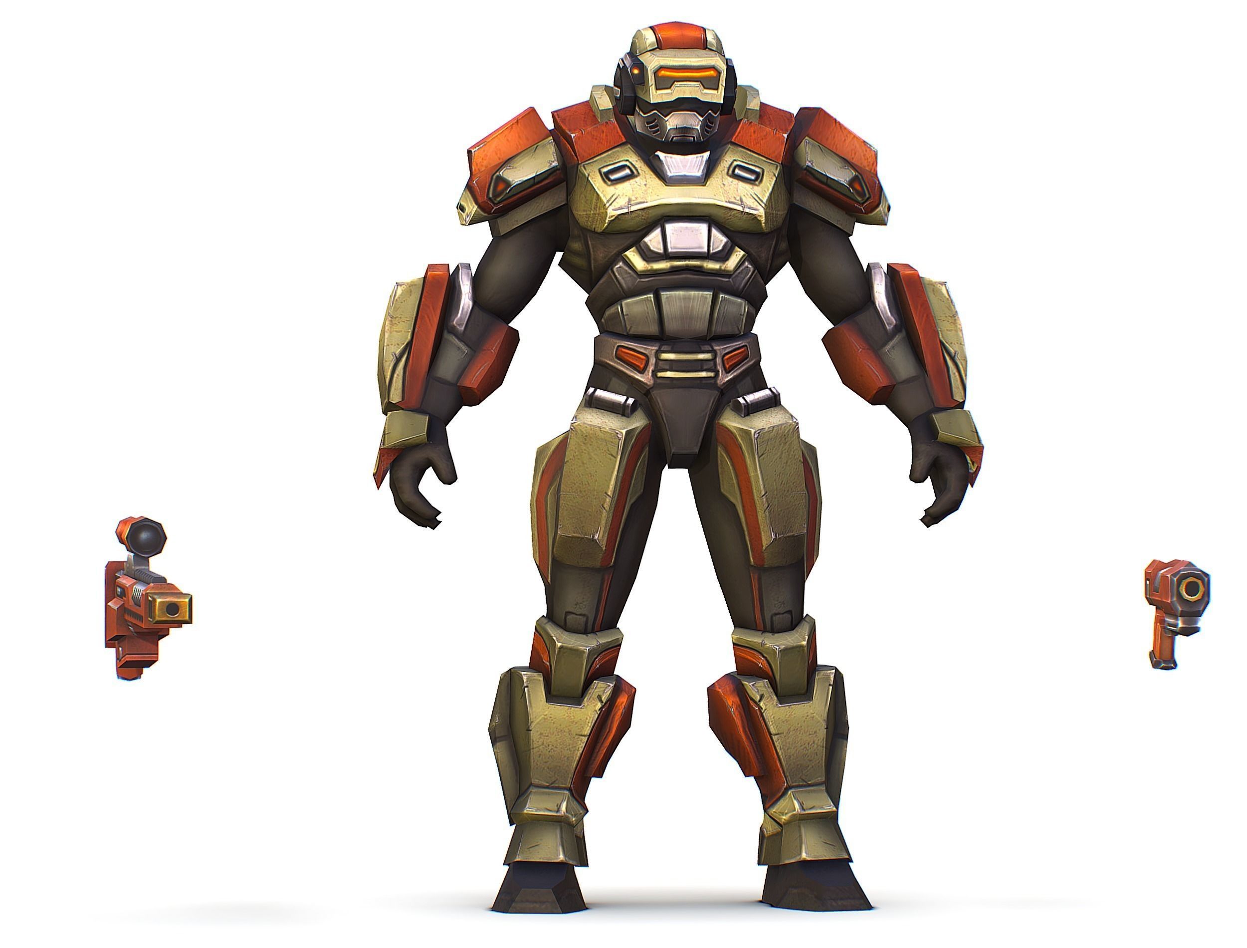 Sci-Fi Man Cyborg - Male Drone Sniper Soldier Low-poly 3D model_25