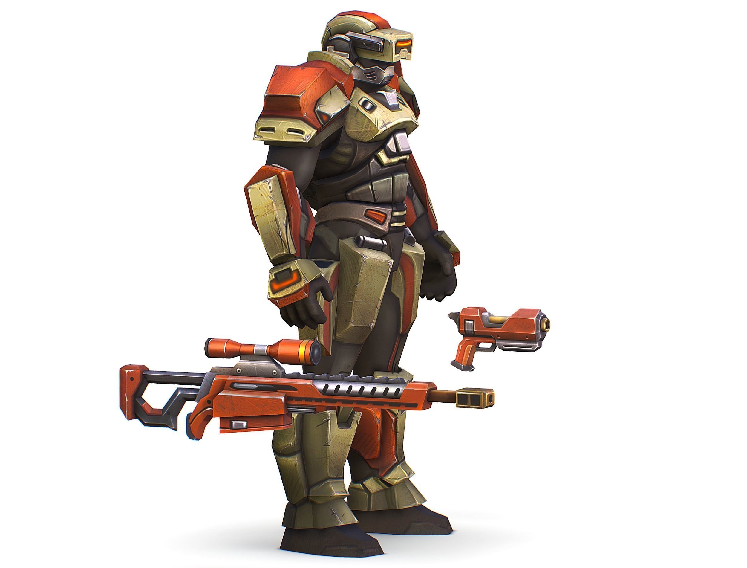 Sci-Fi Man Cyborg - Male Drone Sniper Soldier Low-poly 3D model_3