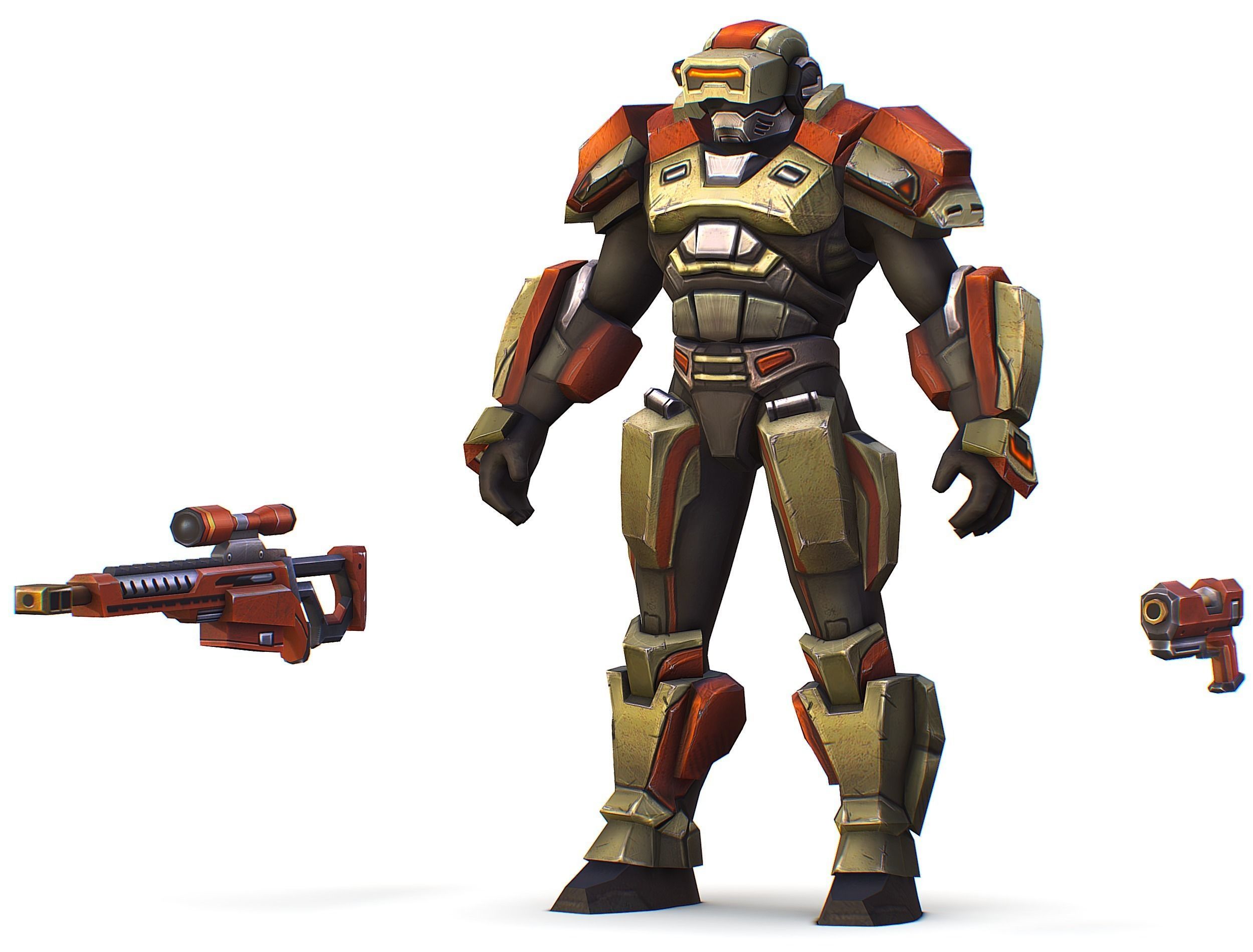 Sci-Fi Man Cyborg - Male Drone Sniper Soldier Low-poly 3D model_22