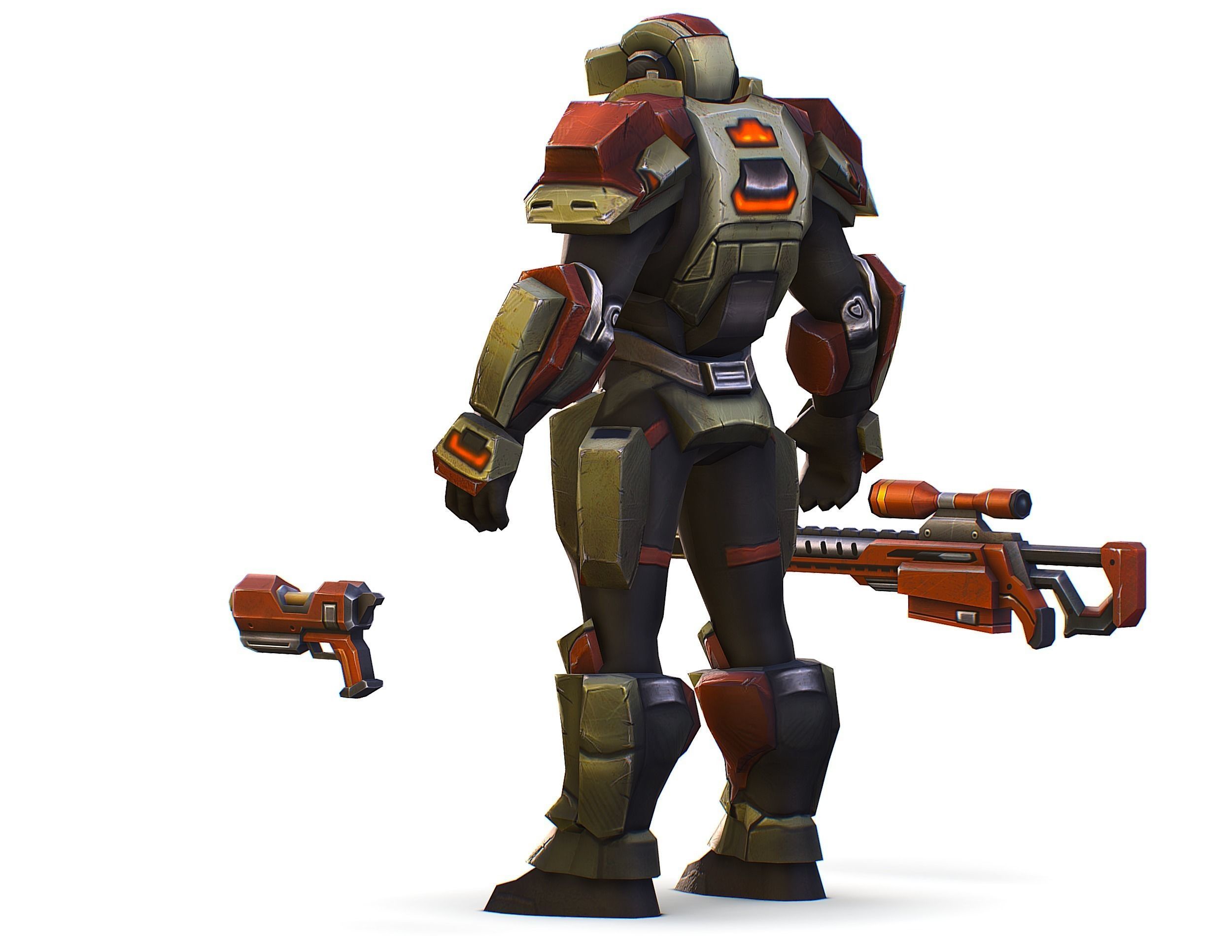 Sci-Fi Man Cyborg - Male Drone Sniper Soldier Low-poly 3D model_15