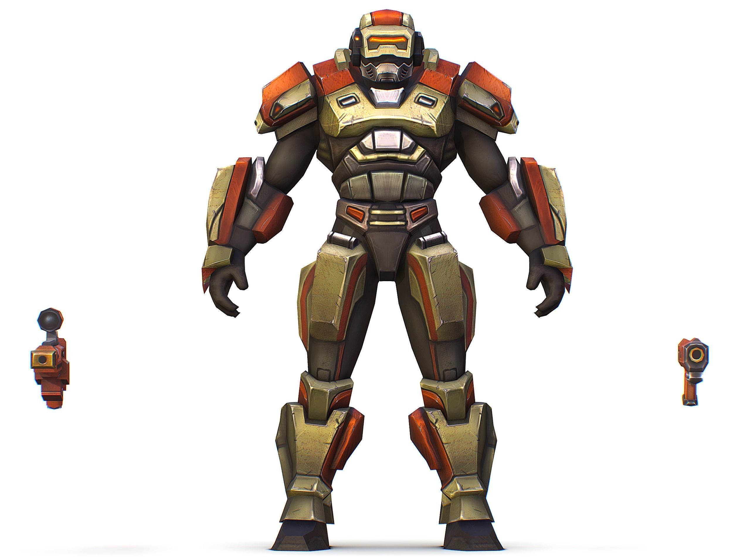 Sci-Fi Man Cyborg - Male Drone Sniper Soldier Low-poly 3D model_32