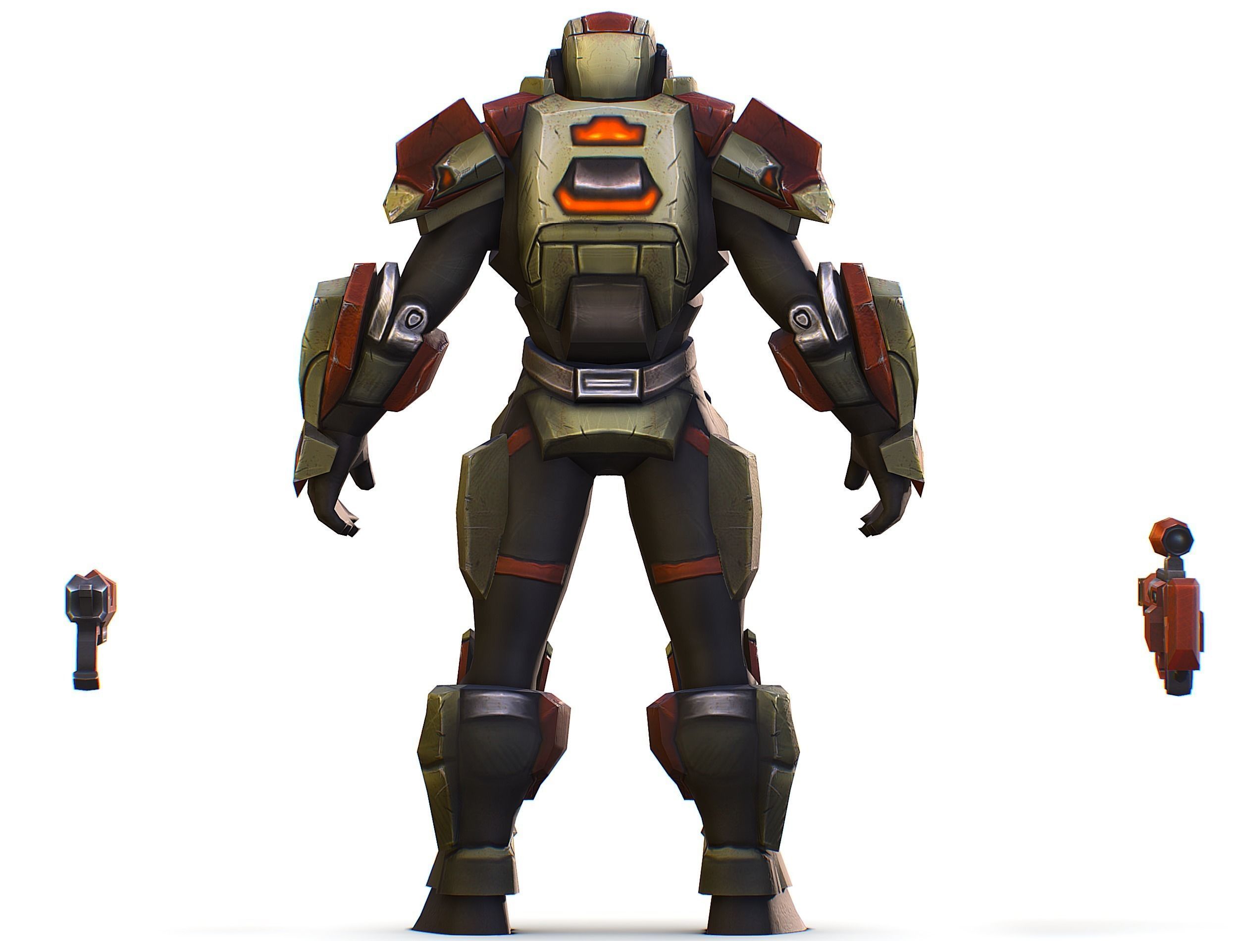 Sci-Fi Man Cyborg - Male Drone Sniper Soldier Low-poly 3D model_34