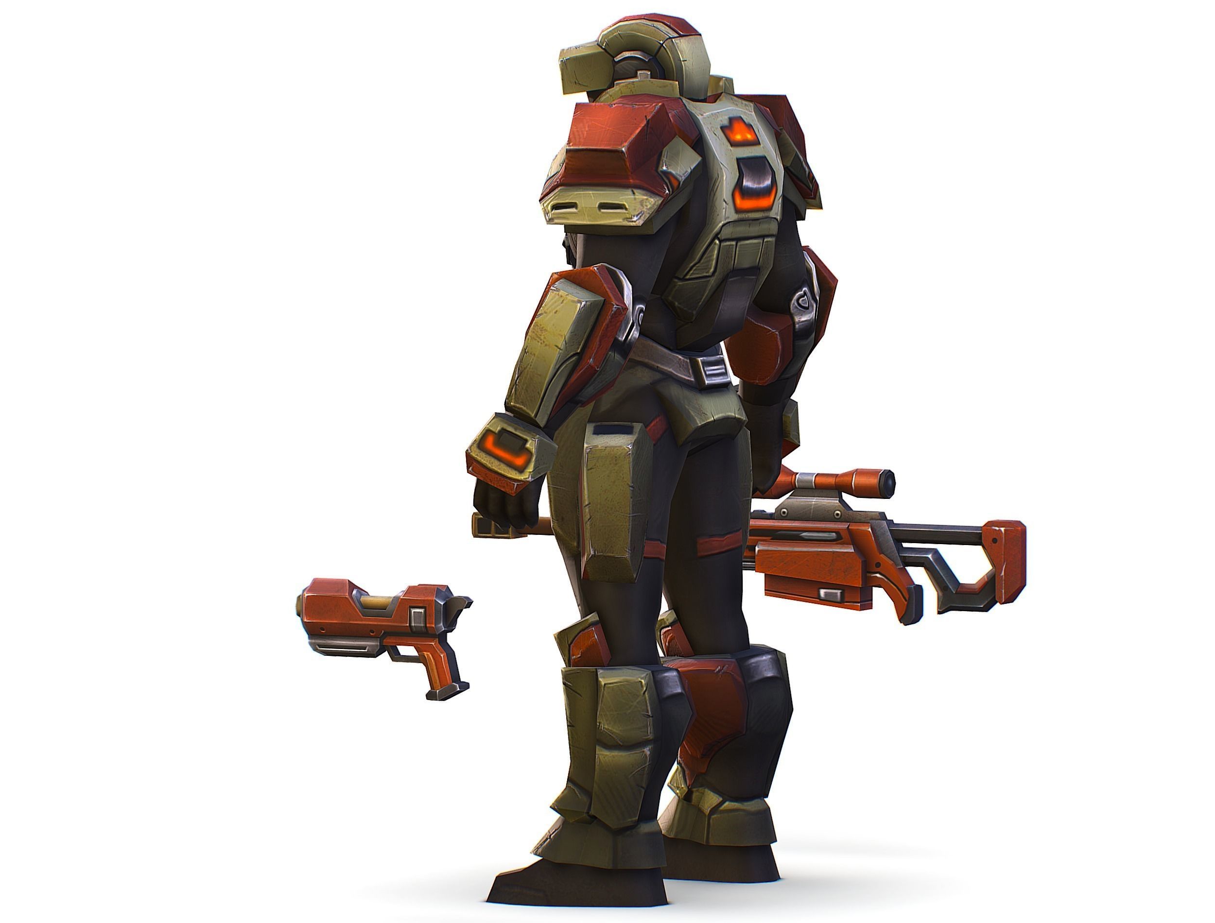 Sci-Fi Man Cyborg - Male Drone Sniper Soldier Low-poly 3D model_16