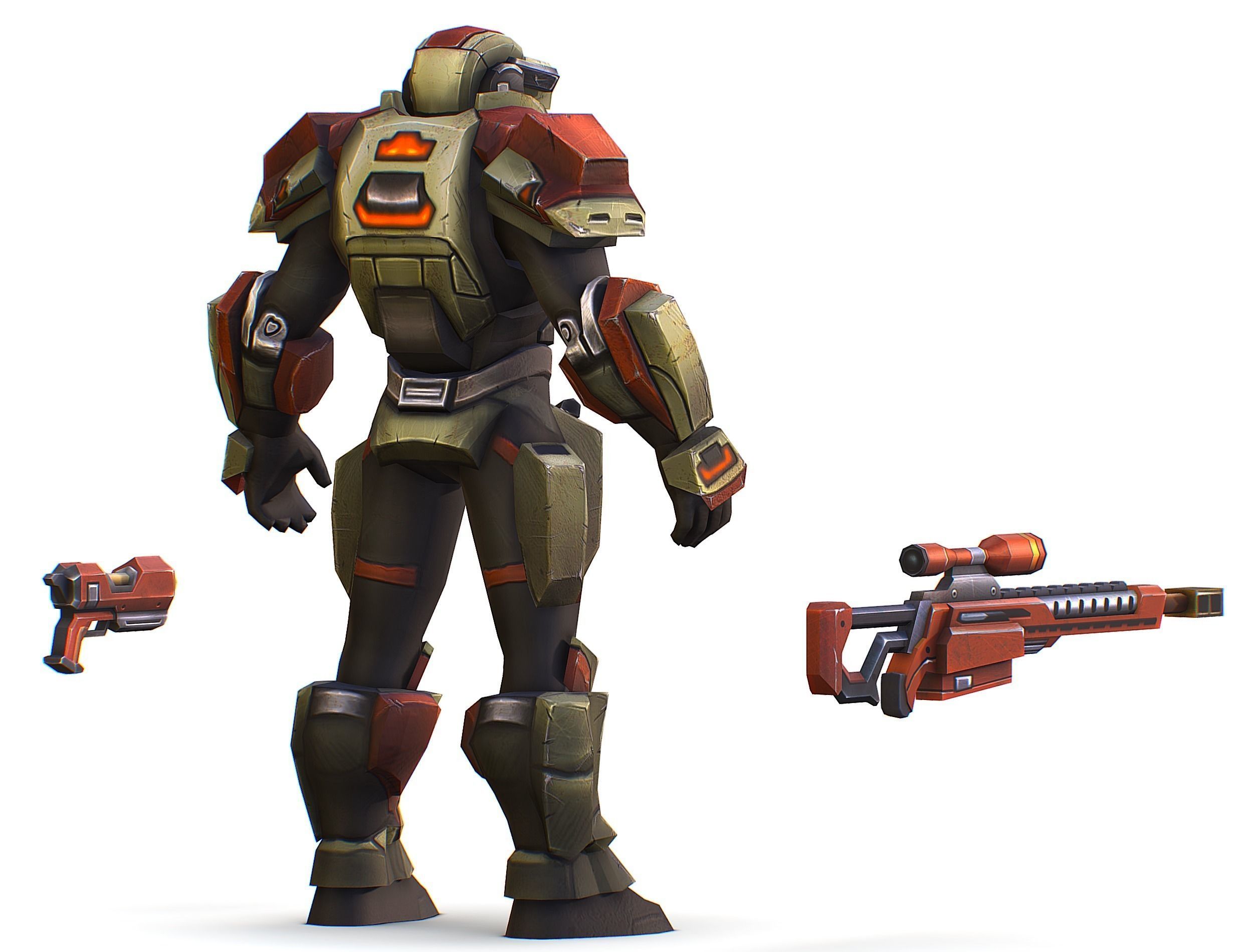 Sci-Fi Man Cyborg - Male Drone Sniper Soldier Low-poly 3D model_8