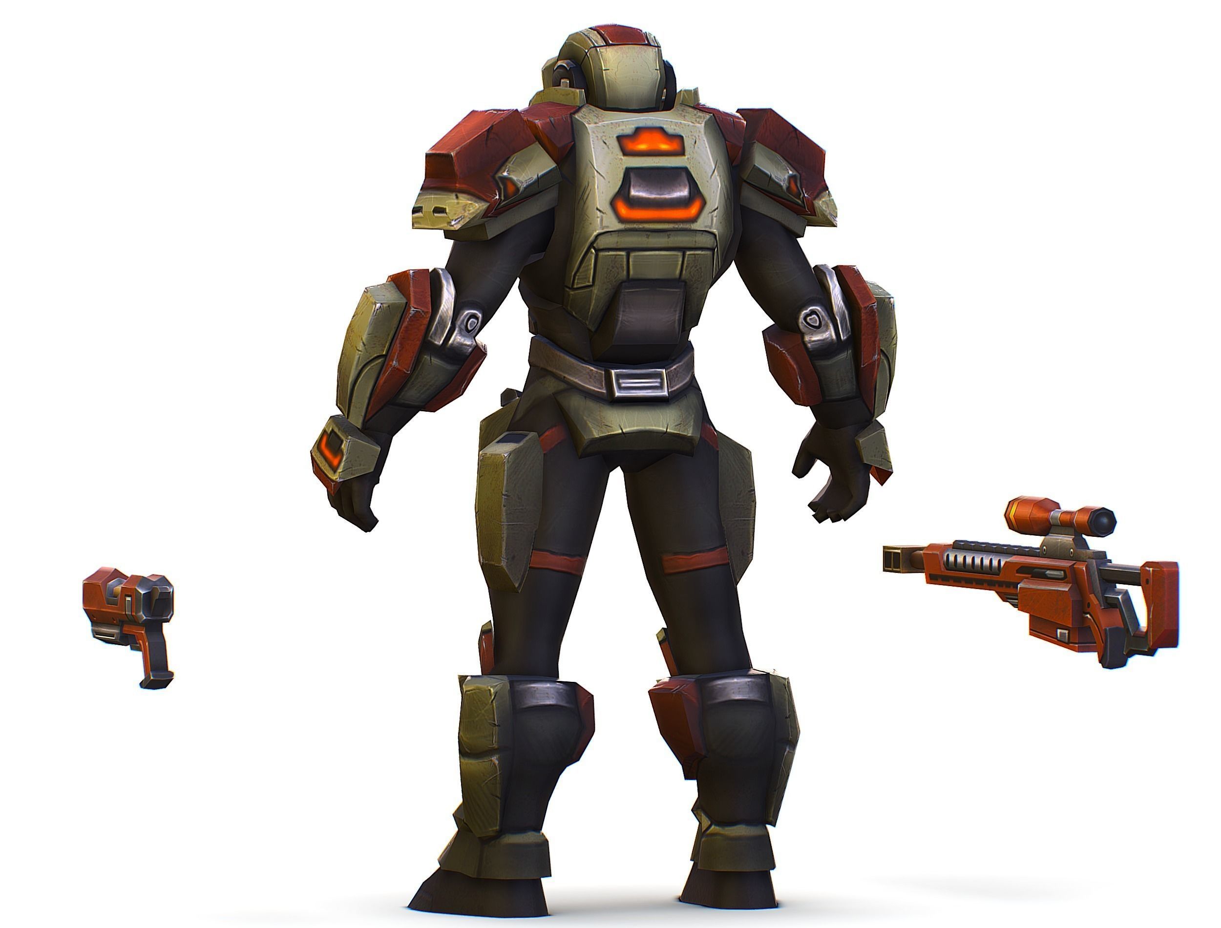 Sci-Fi Man Cyborg - Male Drone Sniper Soldier Low-poly 3D model_13