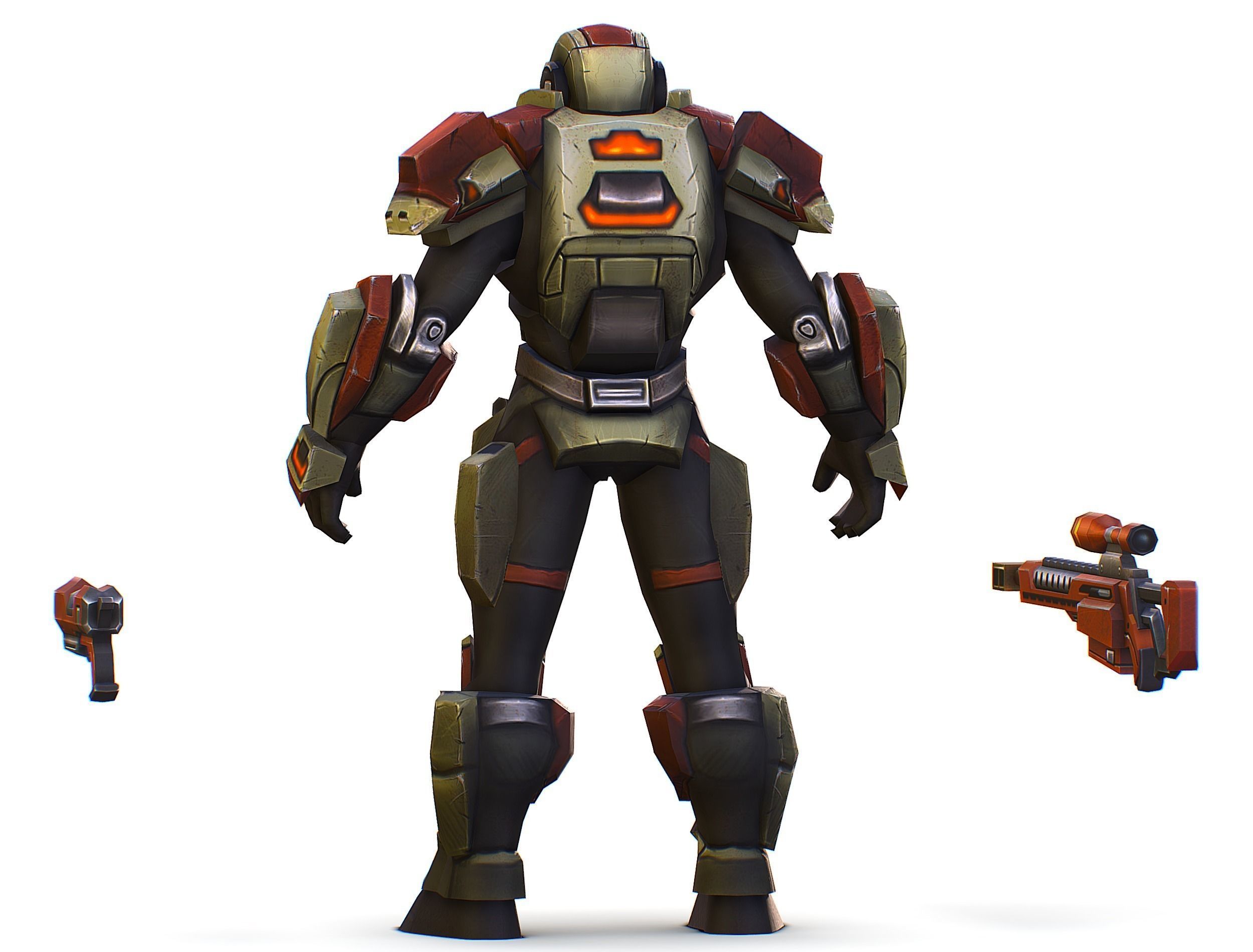 Sci-Fi Man Cyborg - Male Drone Sniper Soldier Low-poly 3D model_12