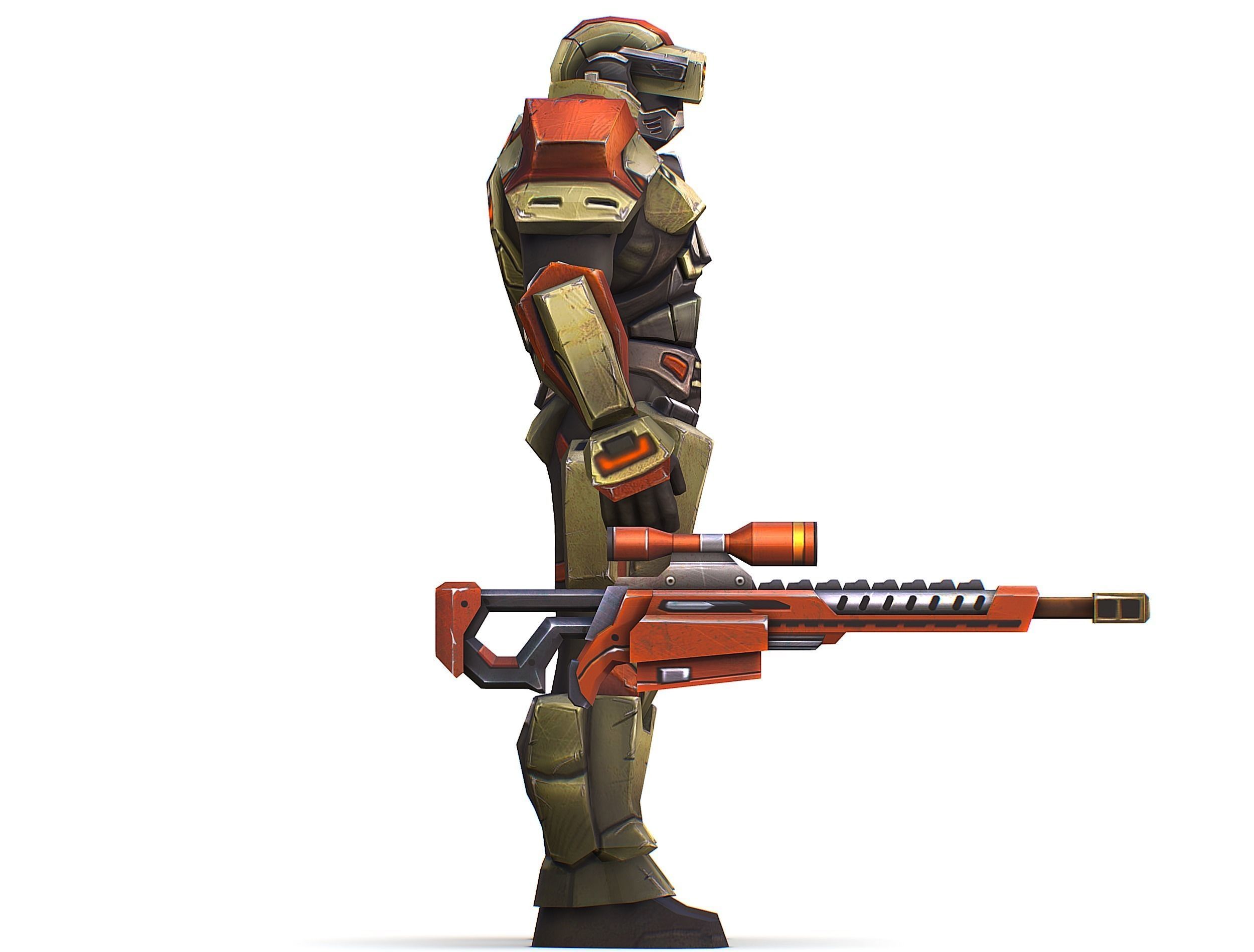 Sci-Fi Man Cyborg - Male Drone Sniper Soldier Low-poly 3D model_33