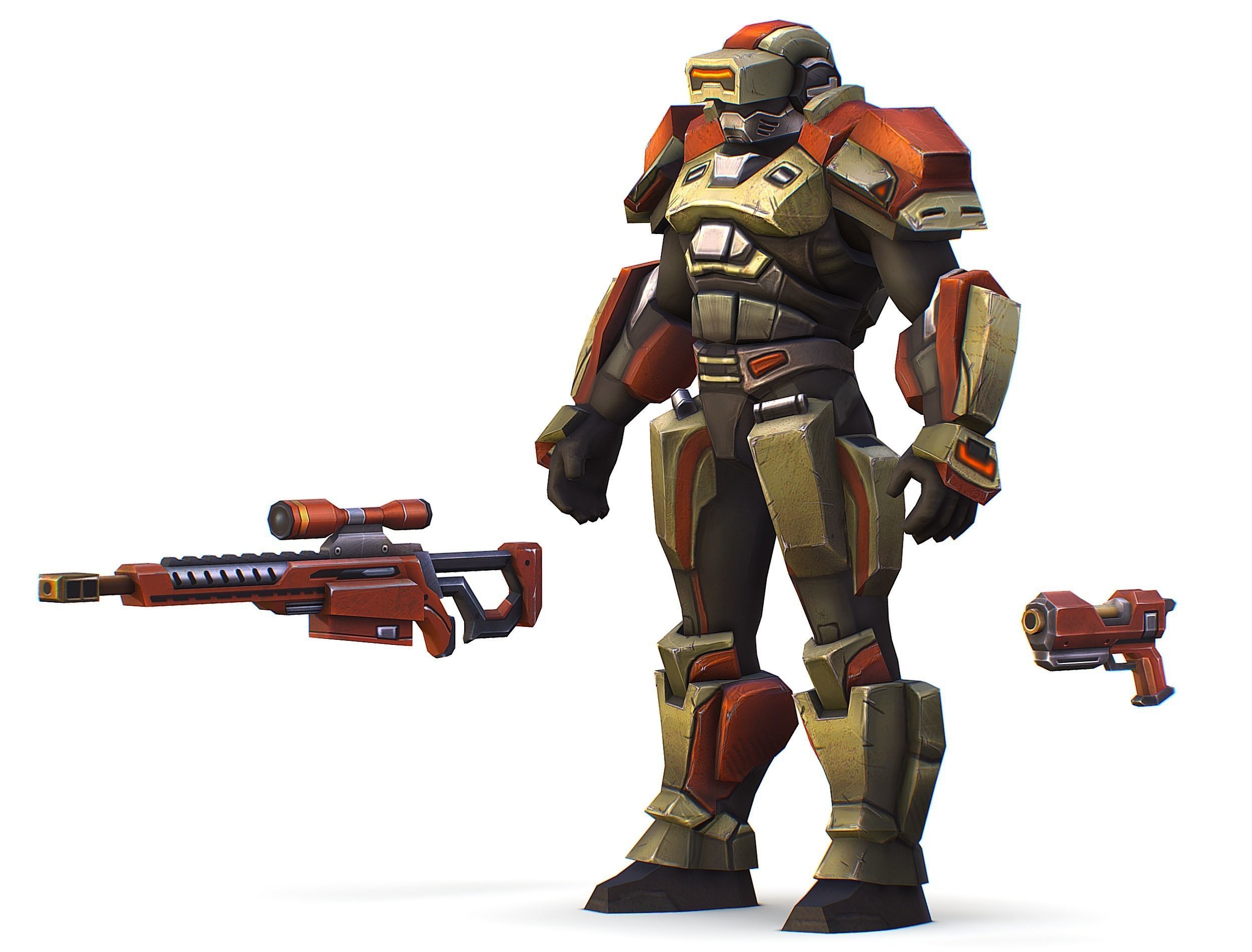 Sci-Fi Man Cyborg - Male Drone Sniper Soldier Low-poly 3D model_20