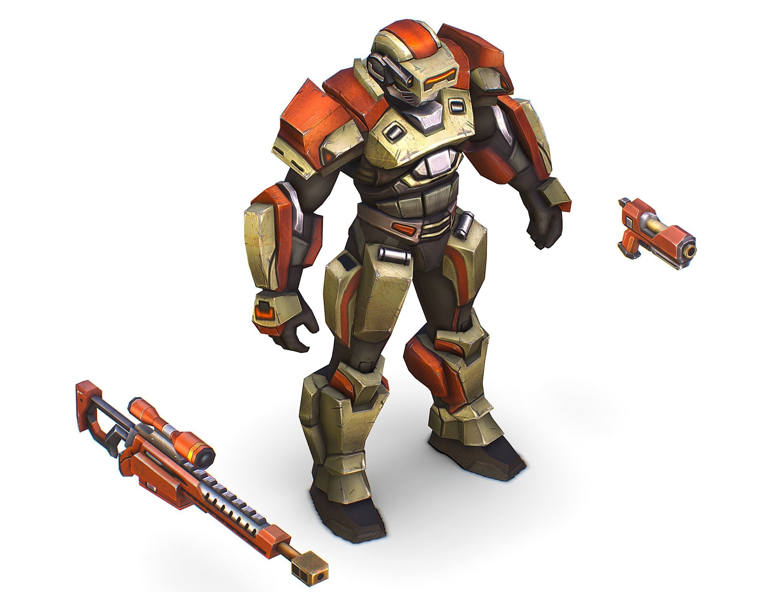 Sci-Fi Man Cyborg - Male Drone Sniper Soldier Low-poly 3D model_36