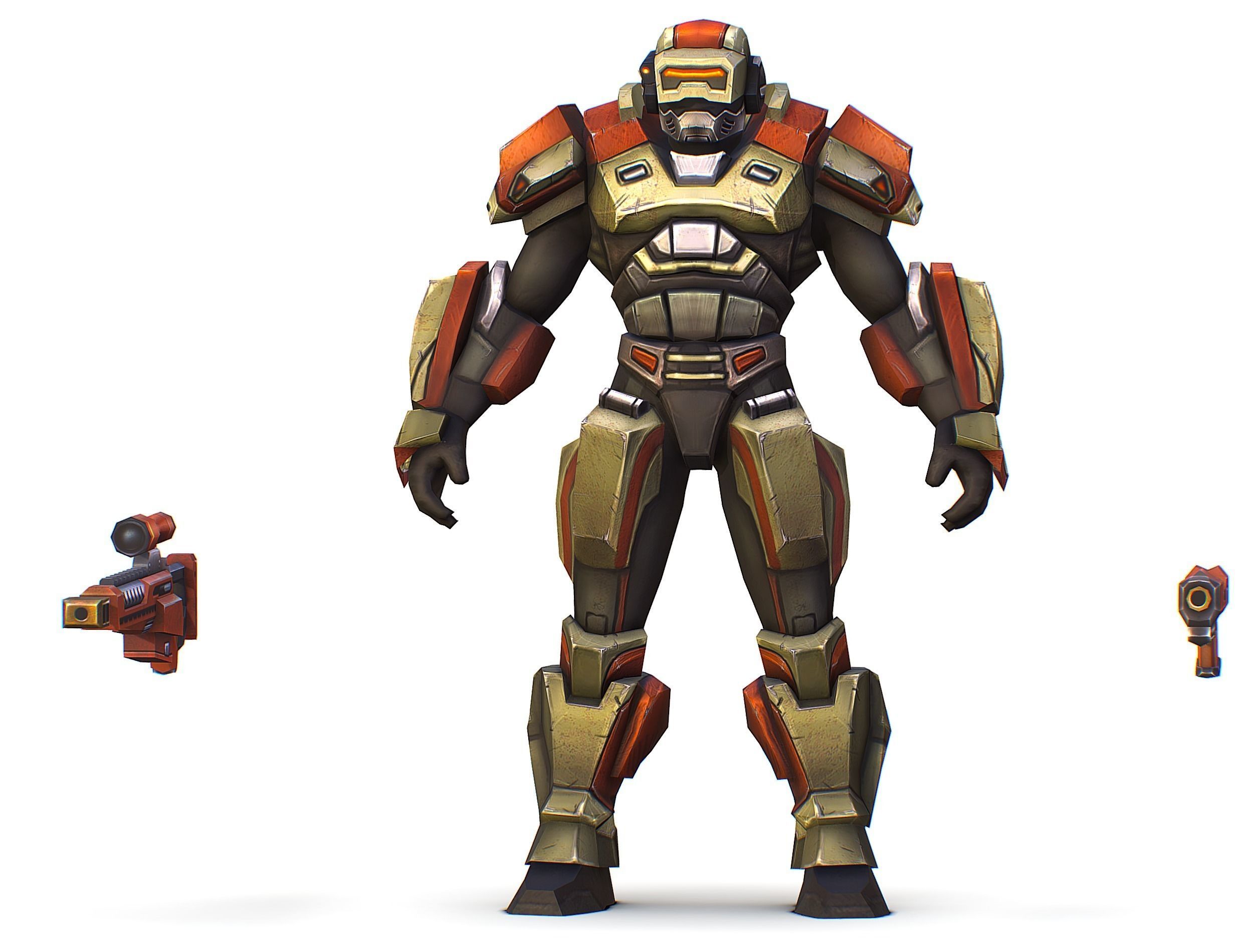 Sci-Fi Man Cyborg - Male Drone Sniper Soldier Low-poly 3D model_24