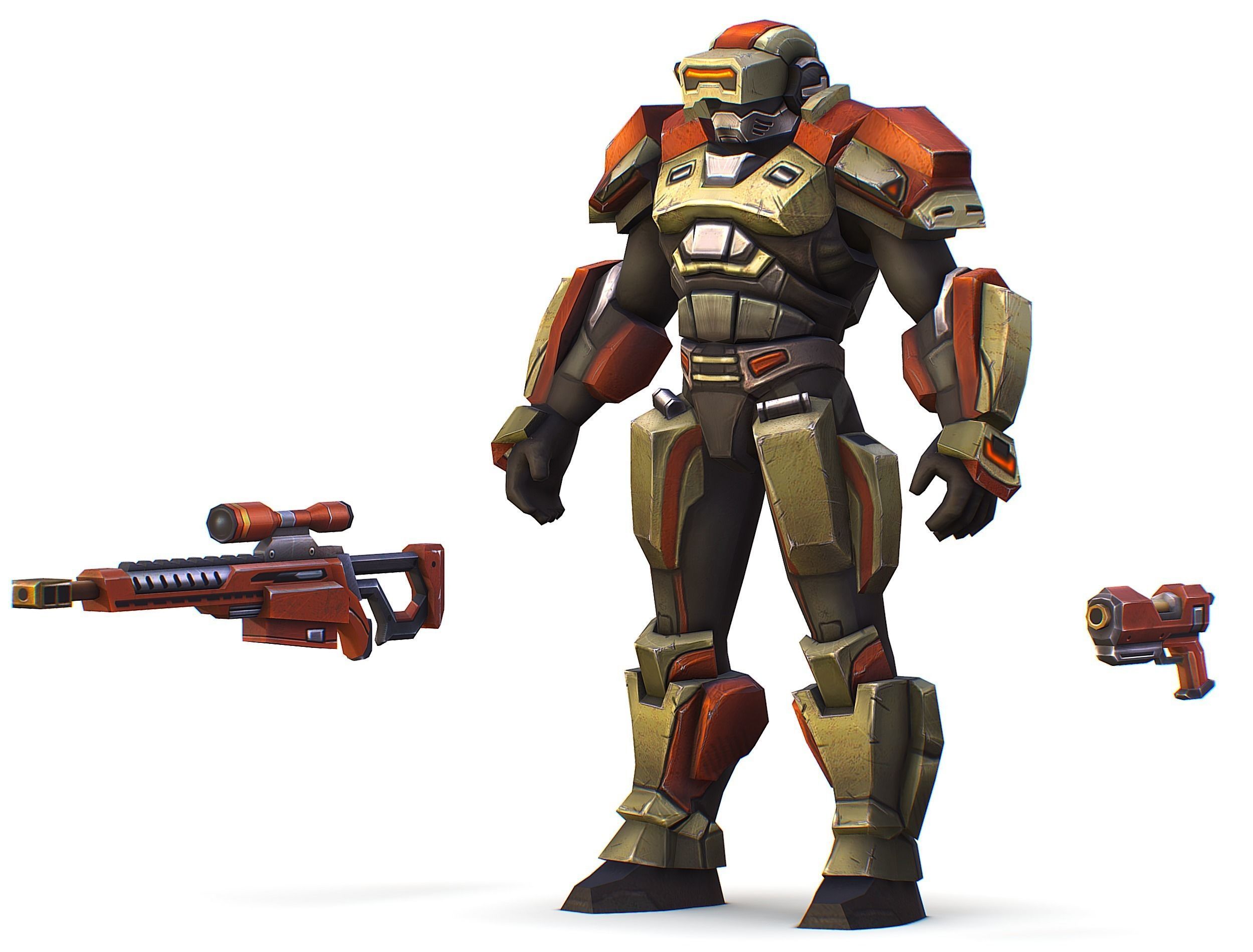 Sci-Fi Man Cyborg - Male Drone Sniper Soldier Low-poly 3D model_21