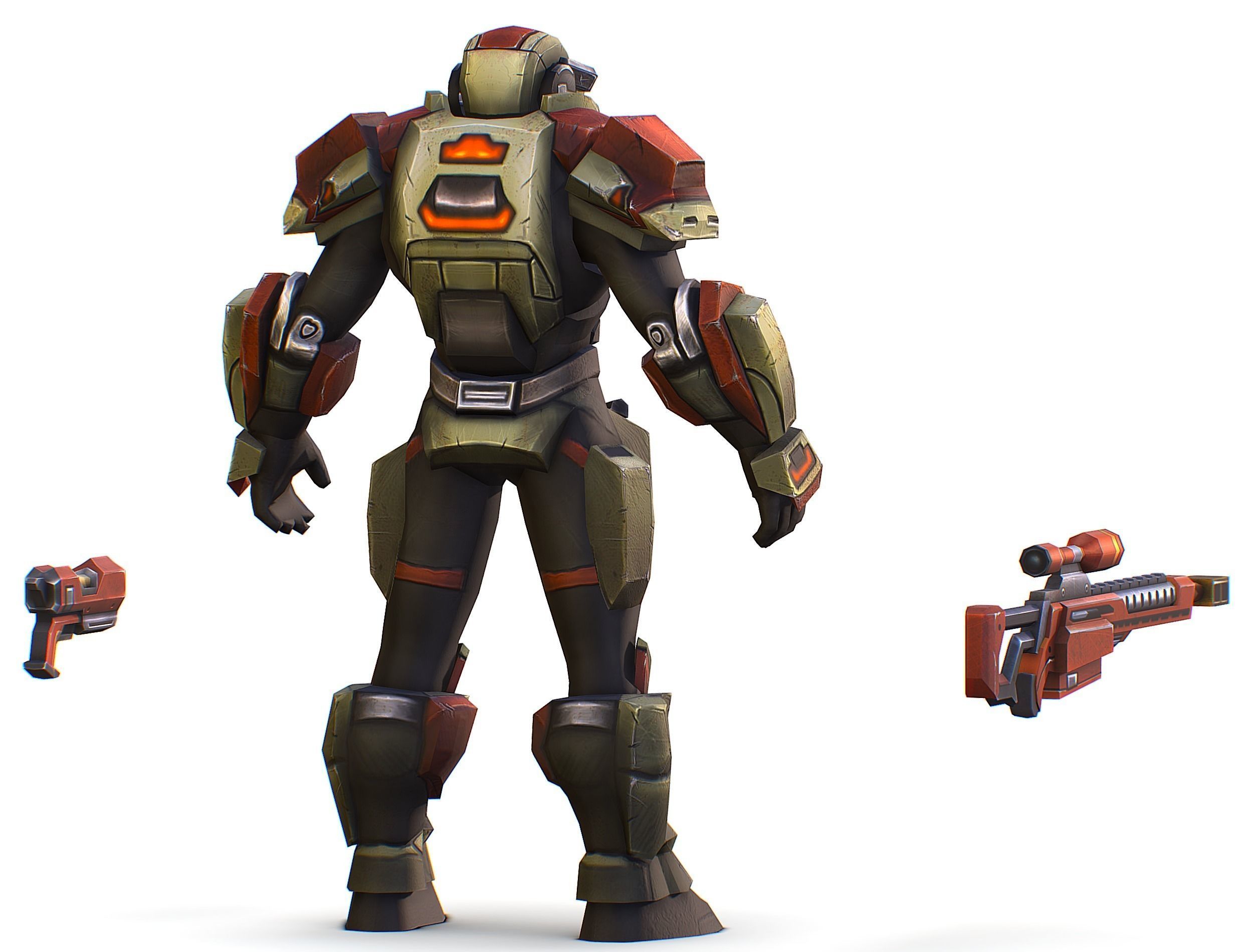 Sci-Fi Man Cyborg - Male Drone Sniper Soldier Low-poly 3D model_9