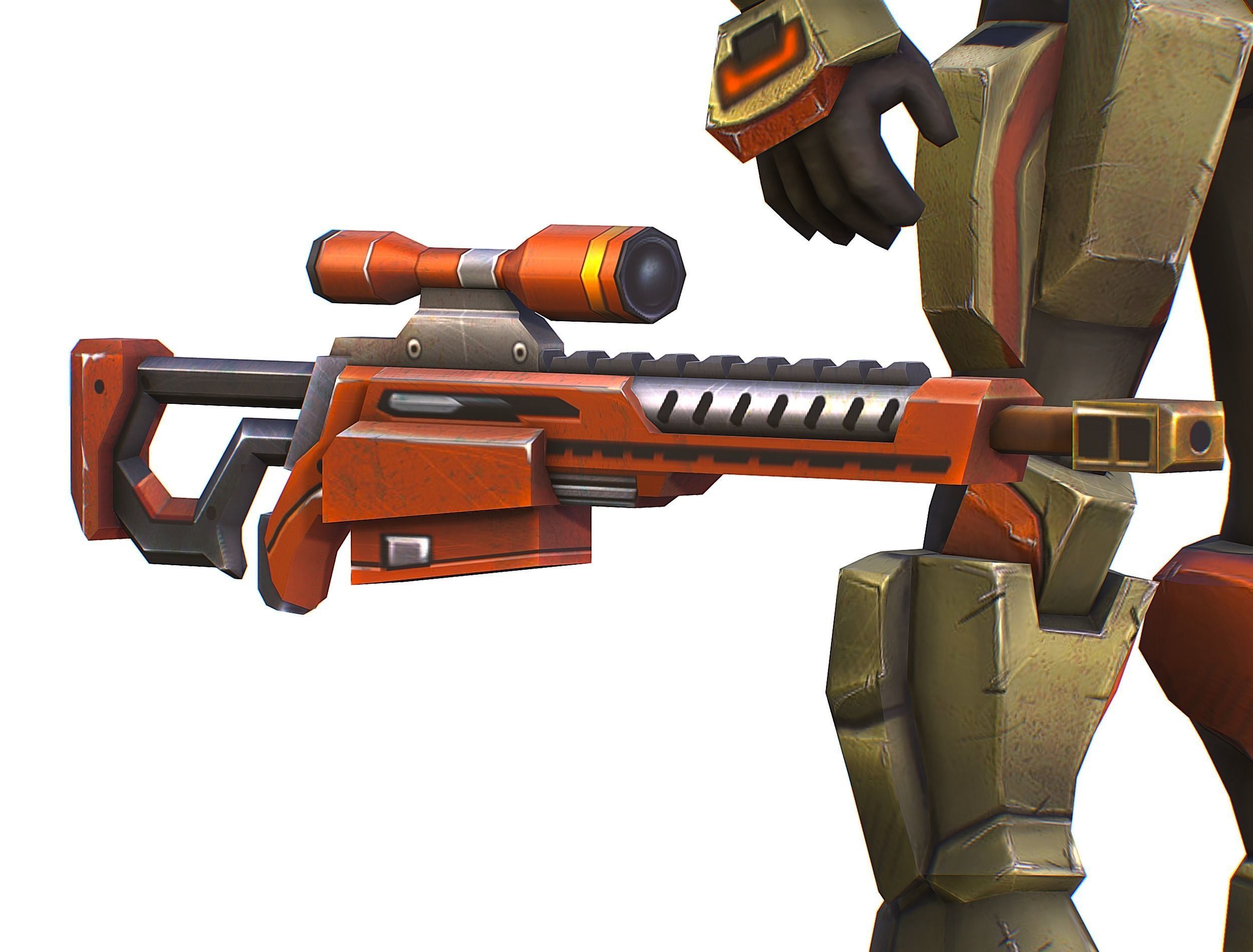 Sci-Fi Man Cyborg - Male Drone Sniper Soldier Low-poly 3D model_41