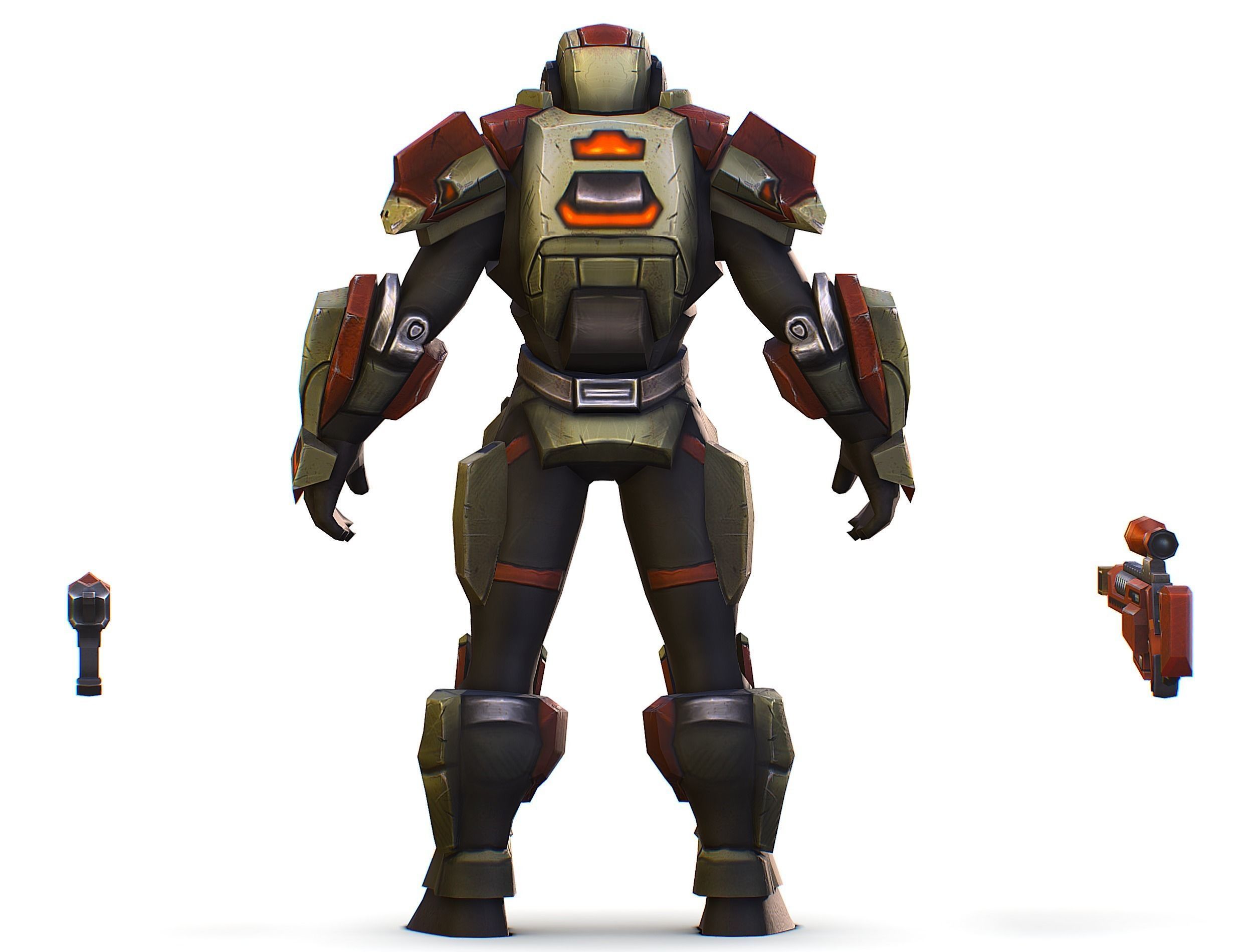 Sci-Fi Man Cyborg - Male Drone Sniper Soldier Low-poly 3D model_11