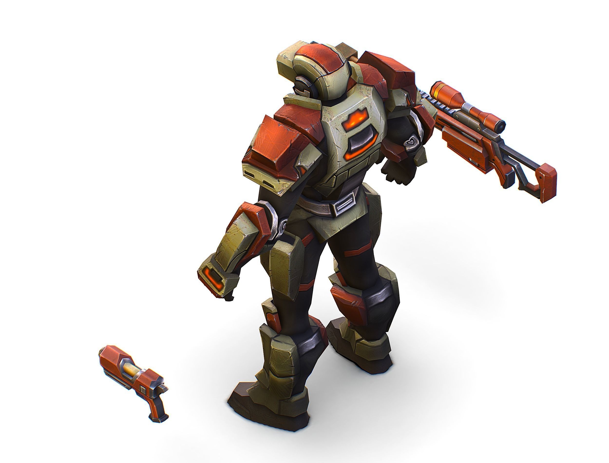Sci-Fi Man Cyborg - Male Drone Sniper Soldier Low-poly 3D model_38