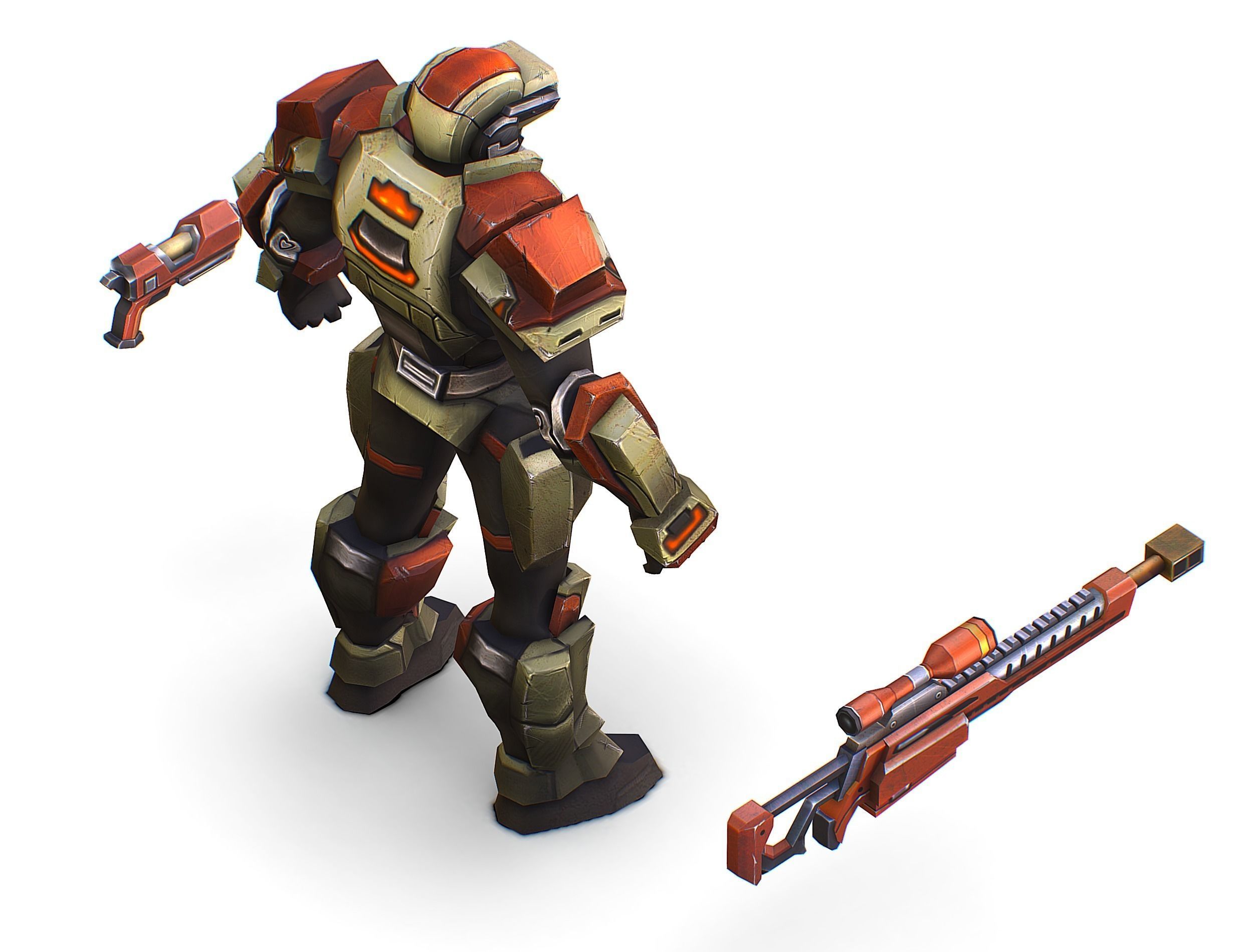 Sci-Fi Man Cyborg - Male Drone Sniper Soldier Low-poly 3D model_39