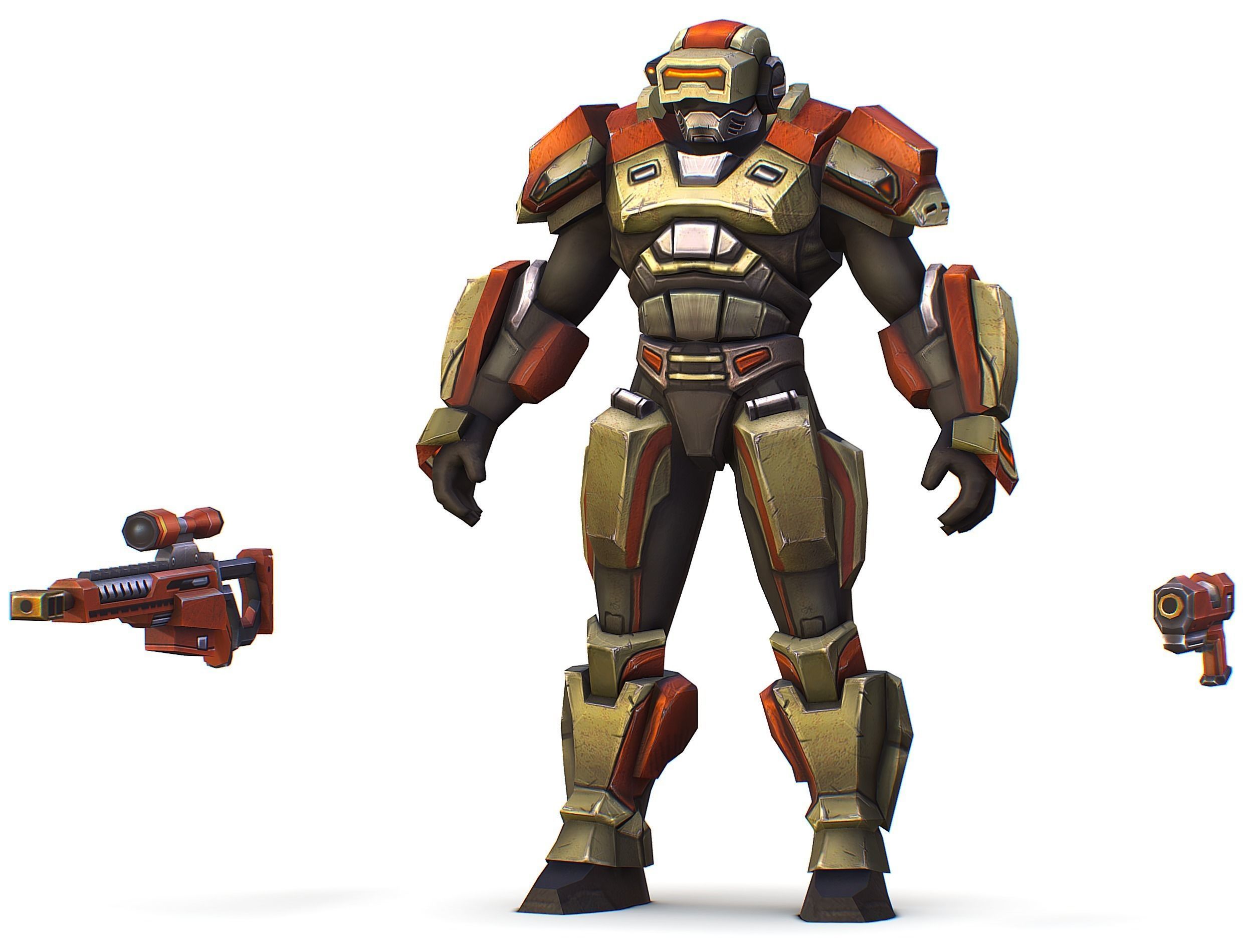 Sci-Fi Man Cyborg - Male Drone Sniper Soldier Low-poly 3D model_23