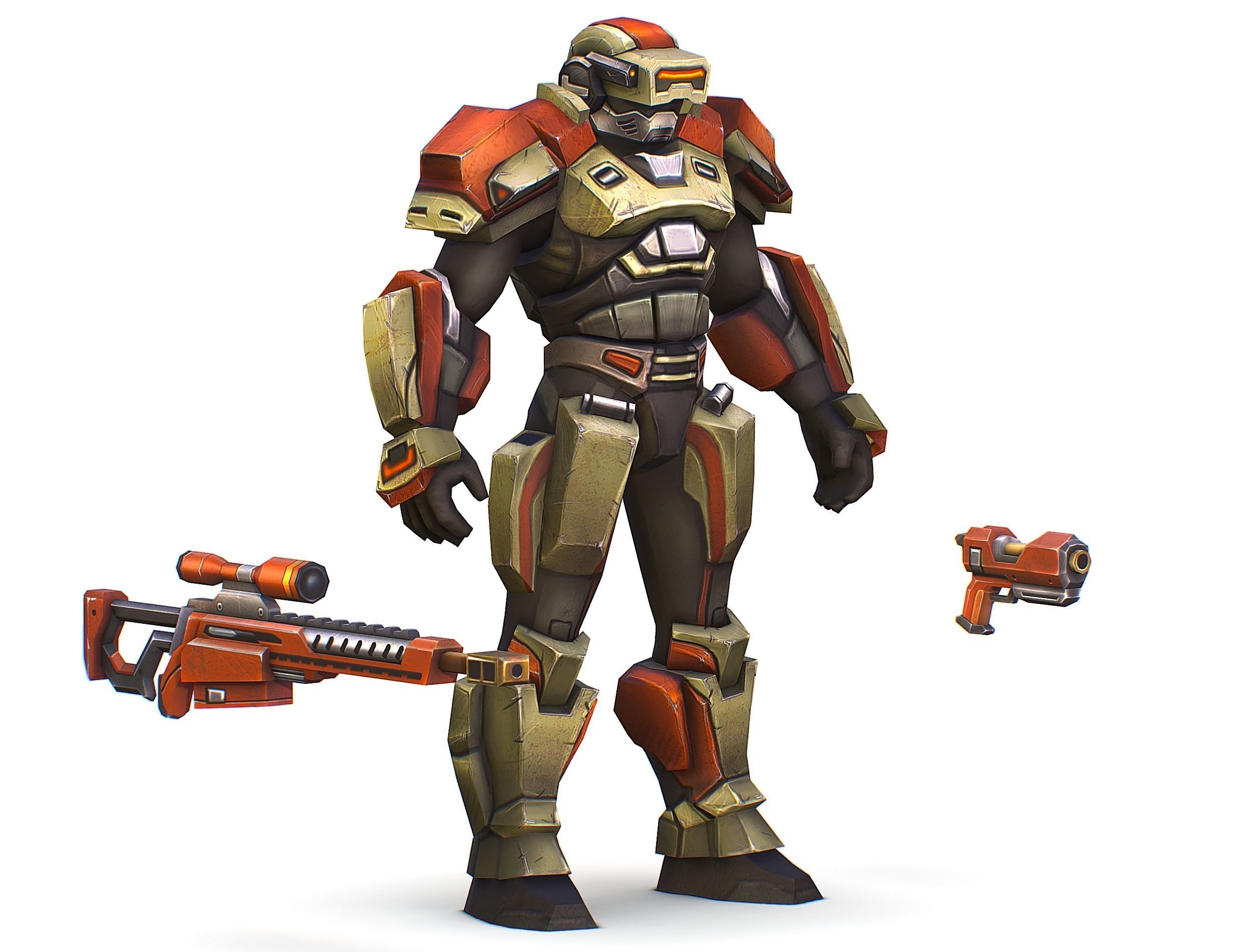 Sci-Fi Man Cyborg - Male Drone Sniper Soldier Low-poly 3D model_1