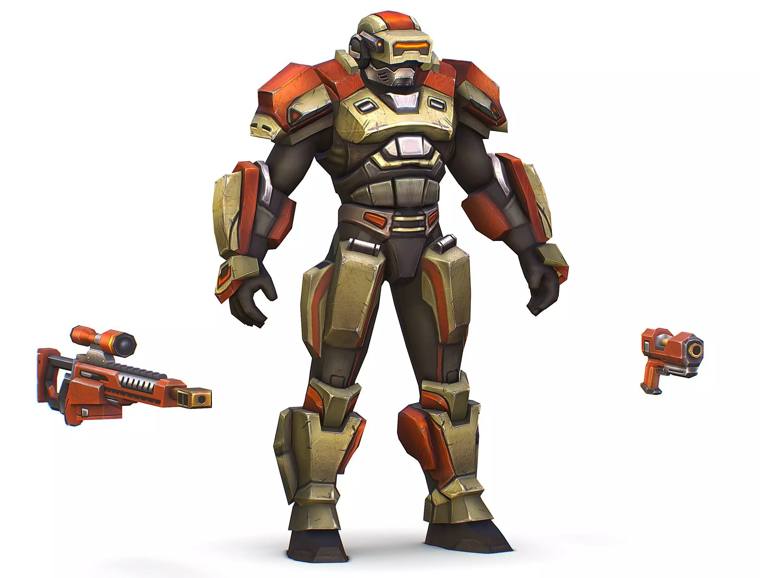 Sci-Fi Man Cyborg - Male Drone Sniper Soldier Low-poly 3D model_0