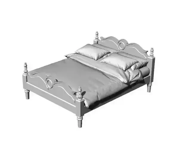 Dolls House Miniature Victorian Panelled Double Bed 12th Scale  3D print model