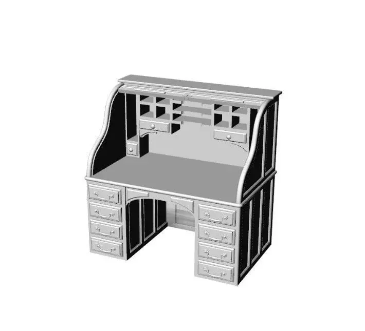 Dolls House Miniature Edwardian Rolltop Writing Desk 12th Scale 3D print model_0