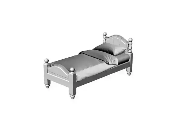 Dolls House Miniature Victorian Panelled Single Bed 12th Scale 3D print model