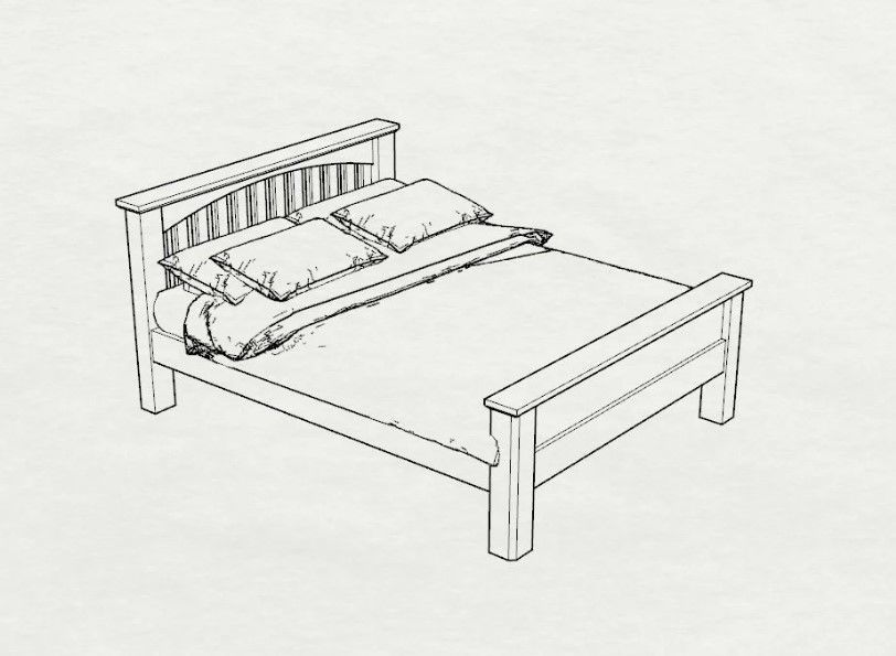 Dolls House Miniature Contemporary Slatted Double Bed 12th Scale 3D print model_1