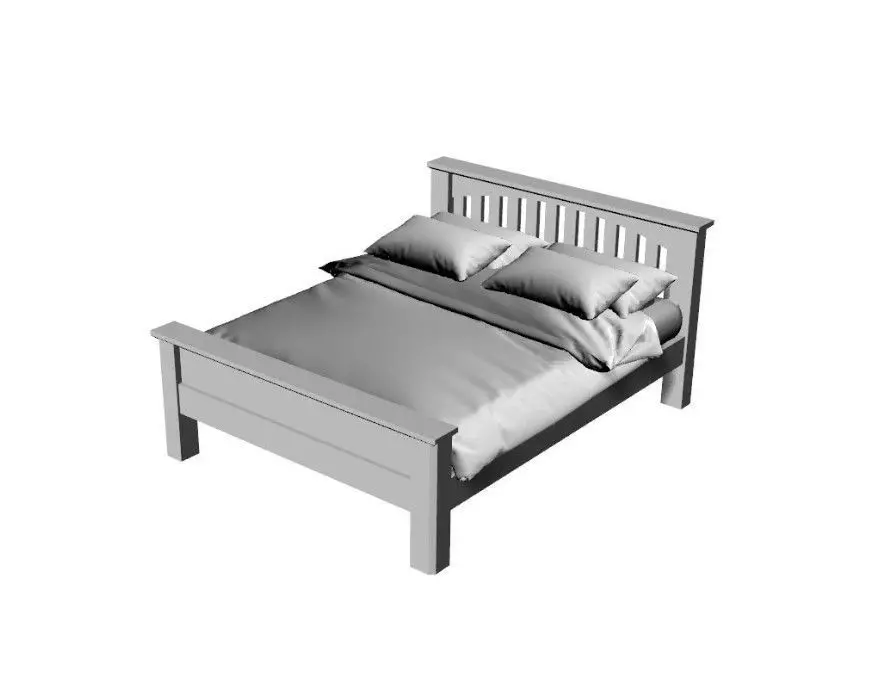 Dolls House Miniature Contemporary Slatted Double Bed 12th Scale 3D print model_0
