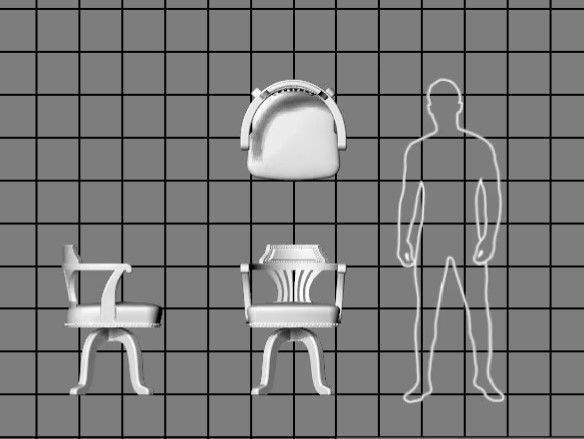 Dolls House Miniature Leather Captains Desk Chair 12th Scale 3D print model_2