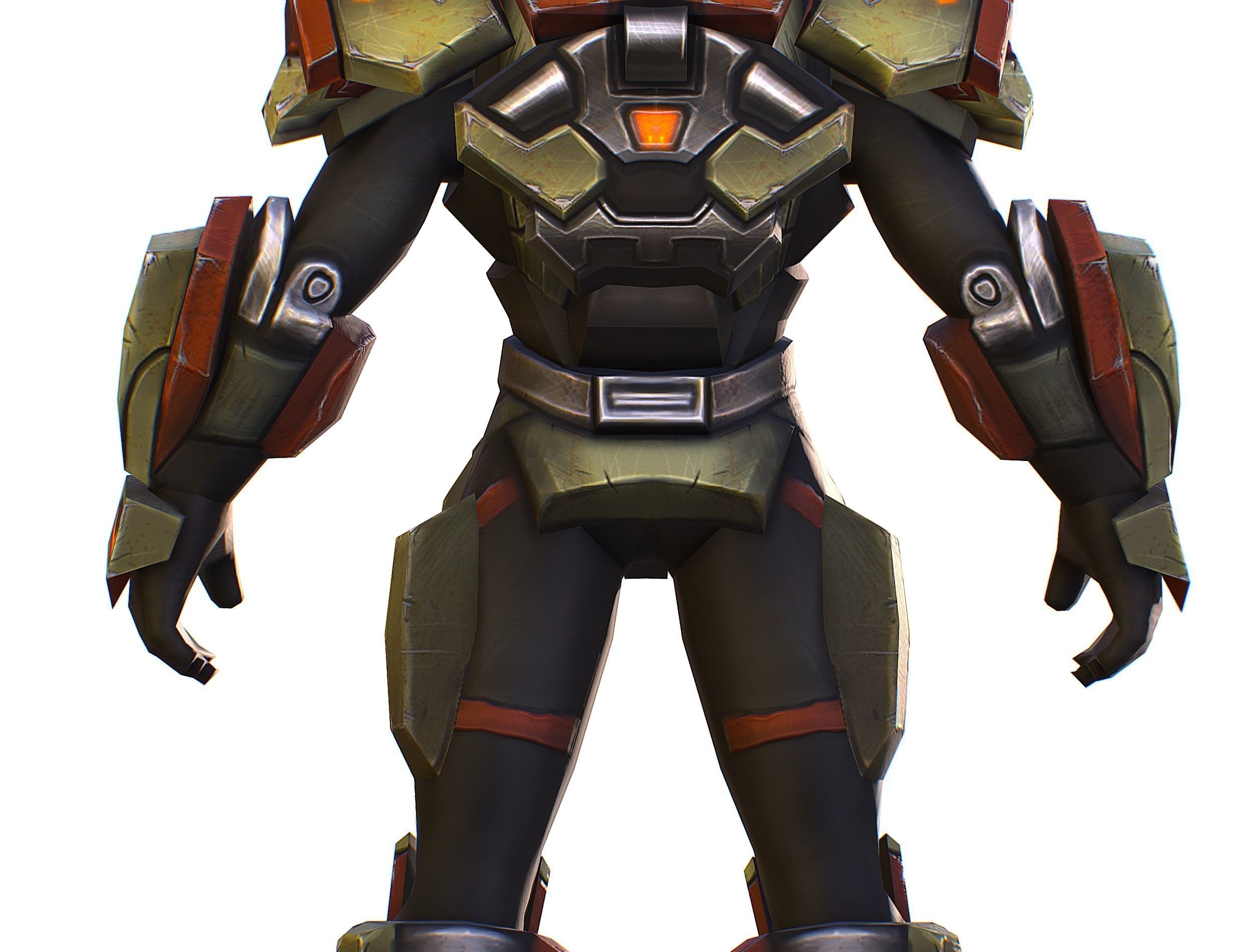 Male Cyborg - Man Machine Gun with Rifle and Pistol Low-poly 3D model_29