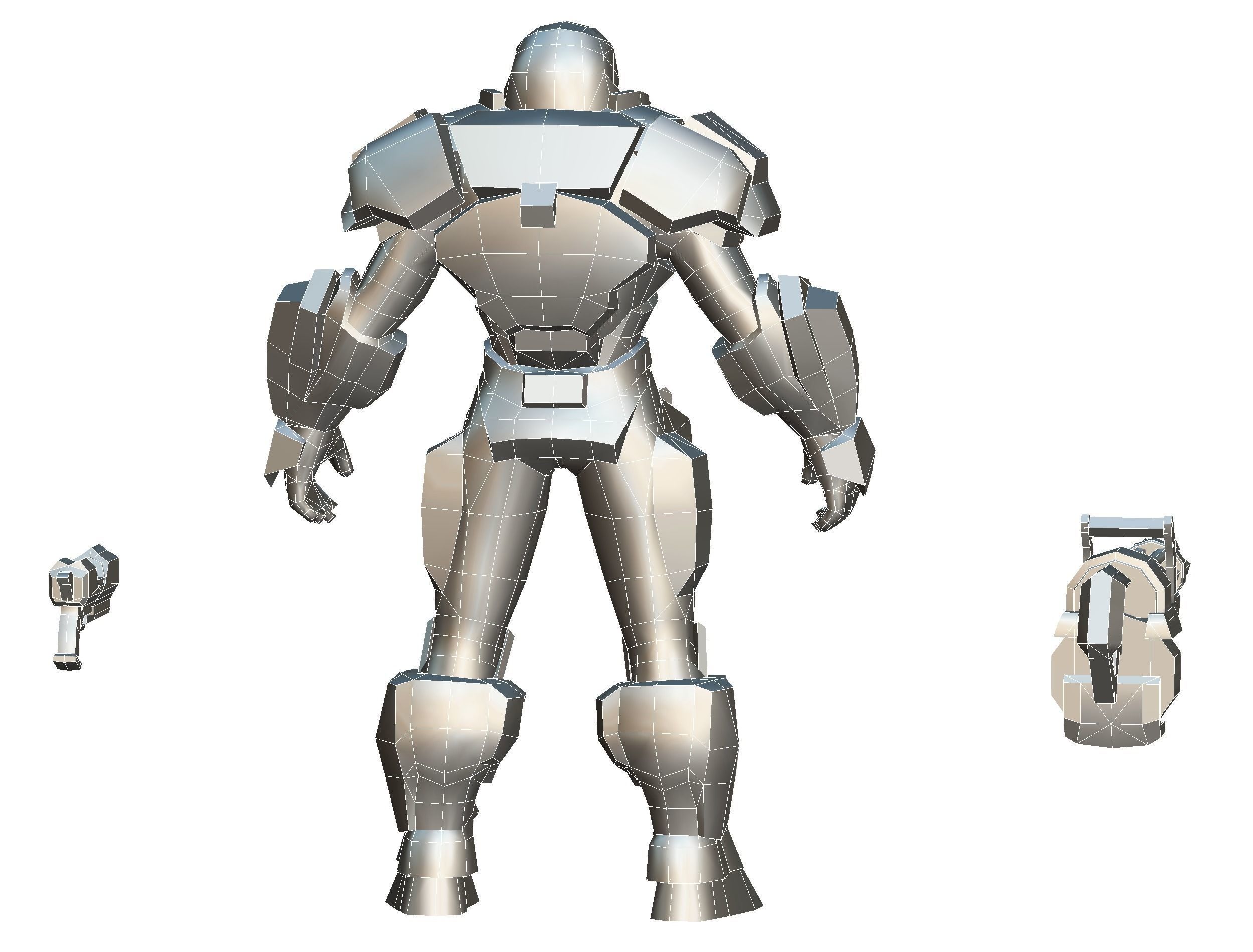 Male Cyborg - Man Machine Gun with Rifle and Pistol Low-poly 3D model_66