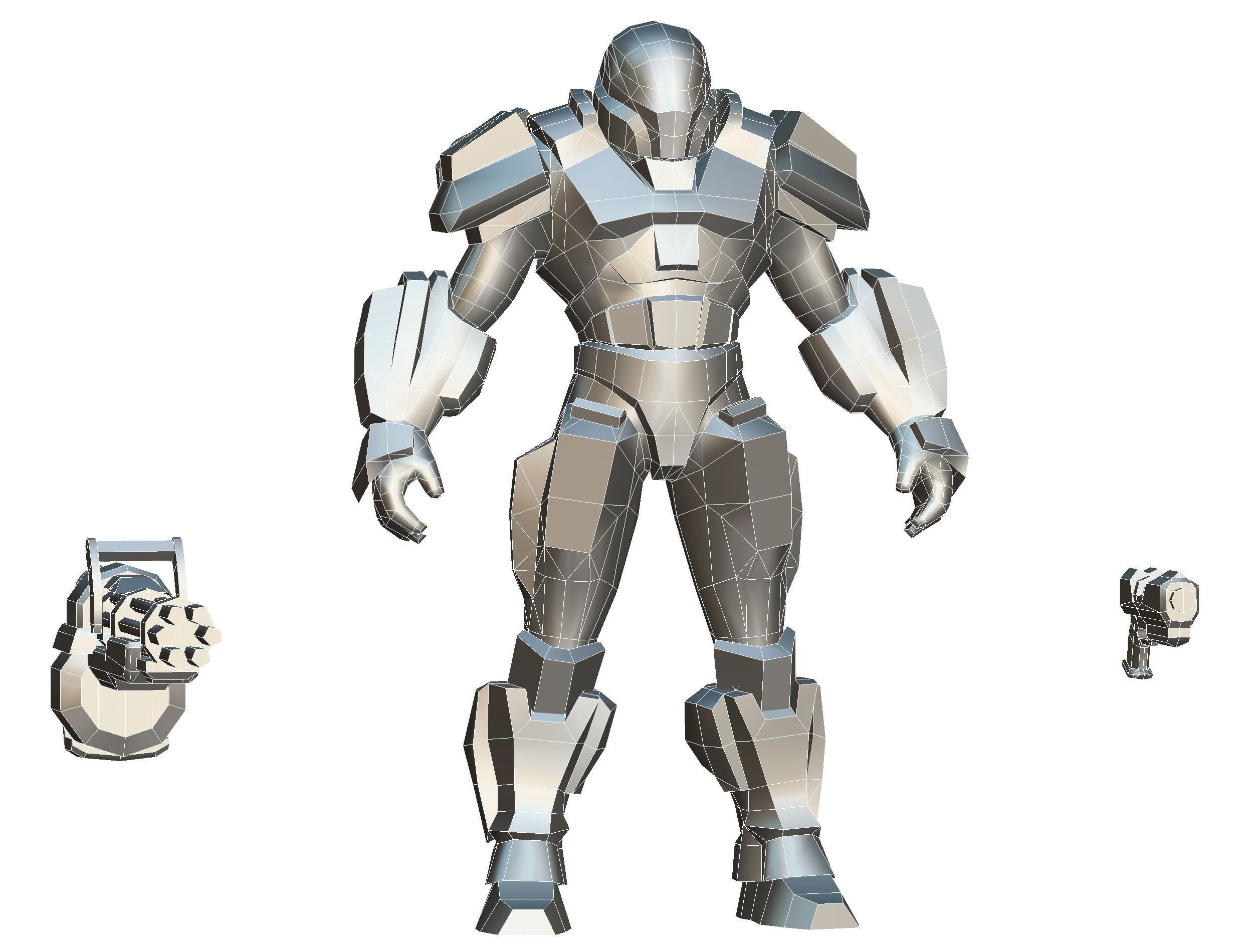 Male Cyborg - Man Machine Gun with Rifle and Pistol Low-poly 3D model_64