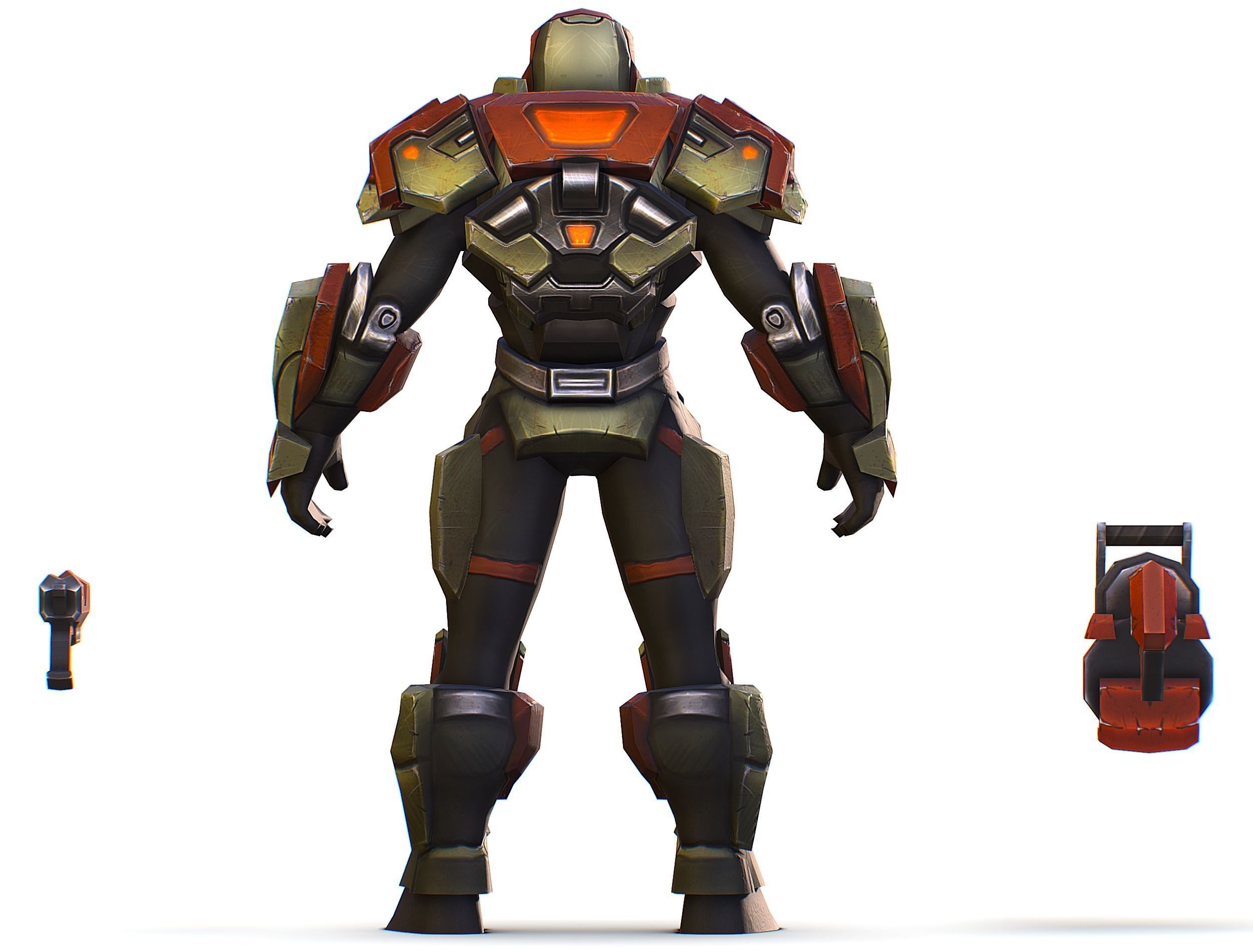 Male Cyborg - Man Machine Gun with Rifle and Pistol Low-poly 3D model_35