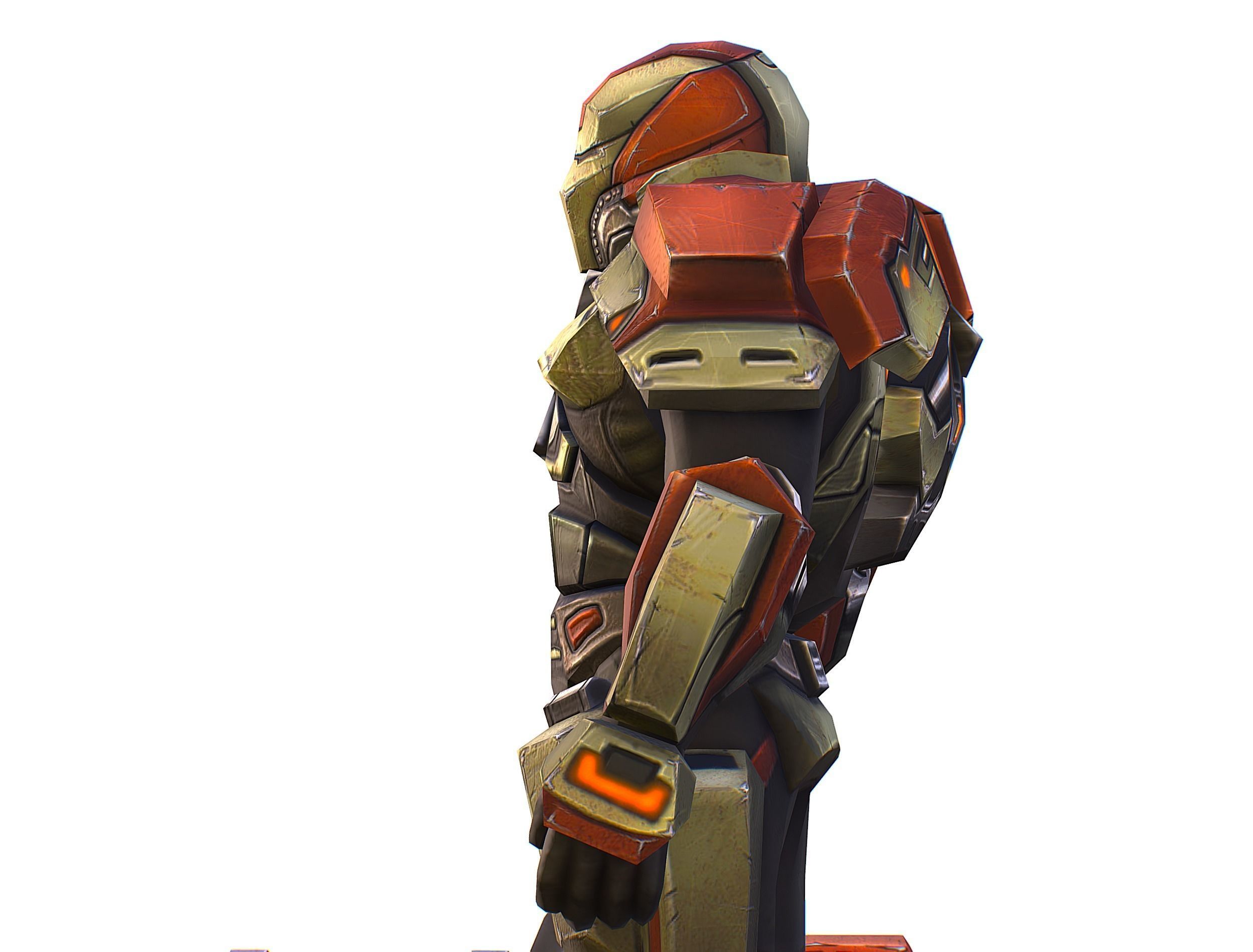 Male Cyborg - Man Machine Gun with Rifle and Pistol Low-poly 3D model_32