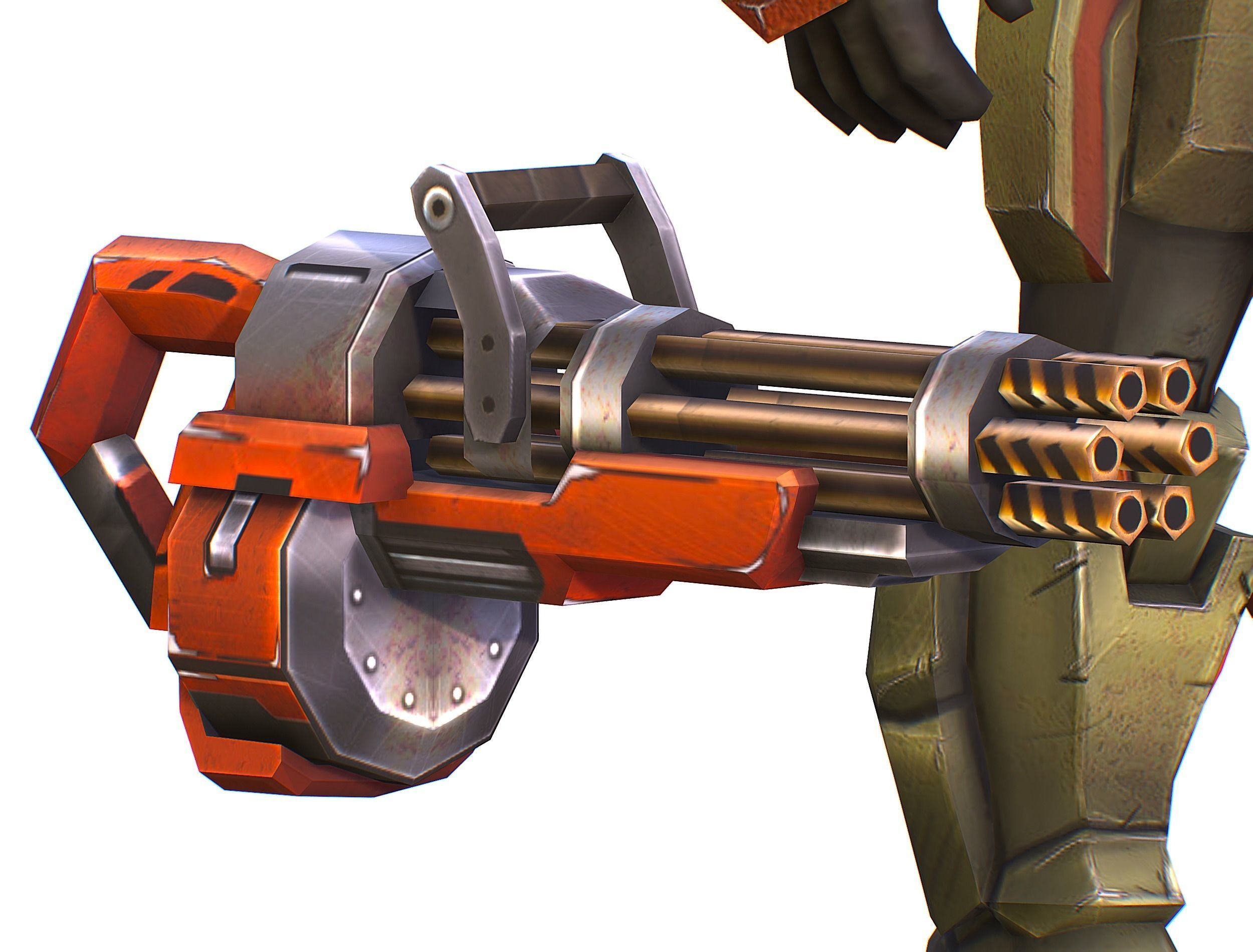 Male Cyborg - Man Machine Gun with Rifle and Pistol Low-poly 3D model_43