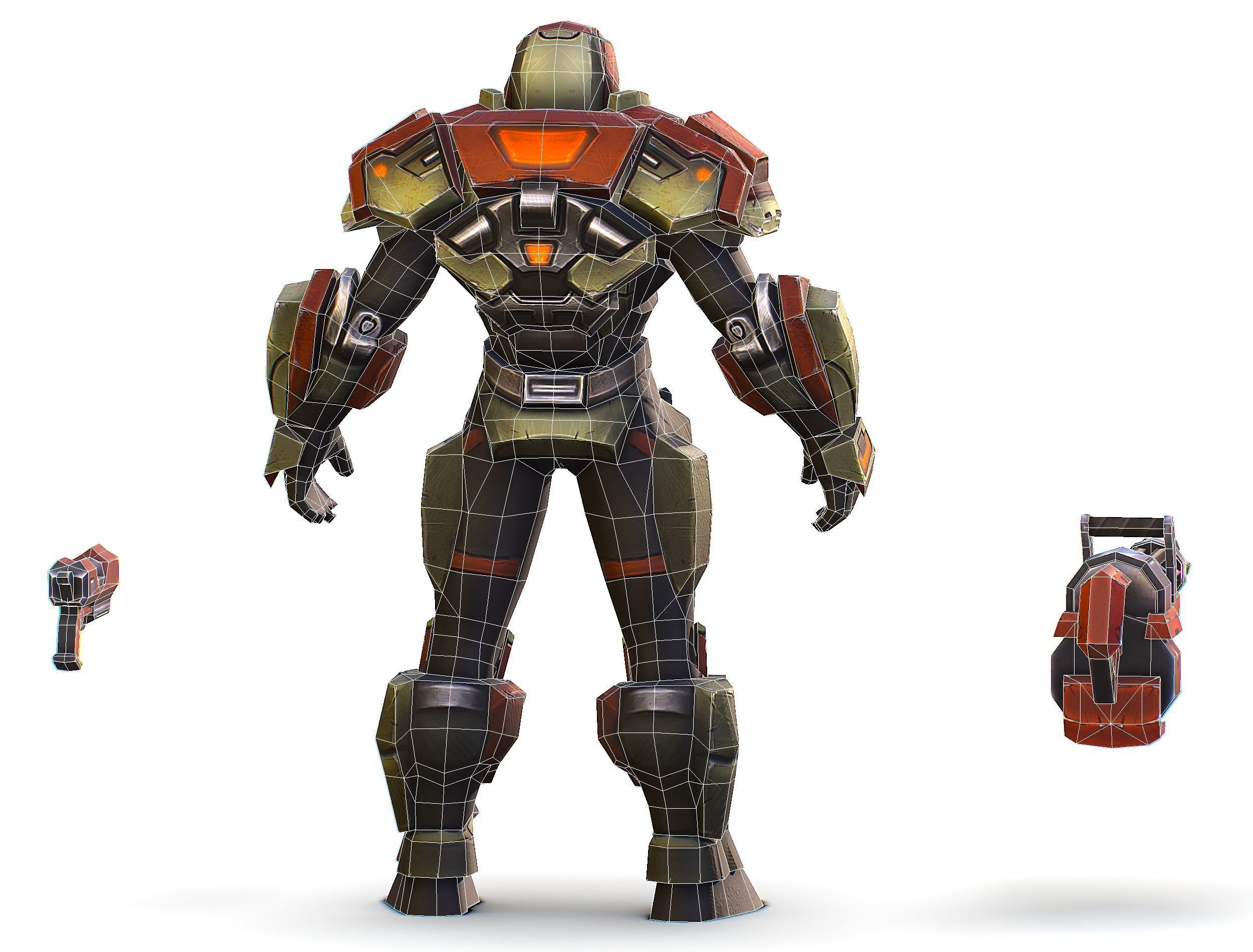 Male Cyborg - Man Machine Gun with Rifle and Pistol Low-poly 3D model_65