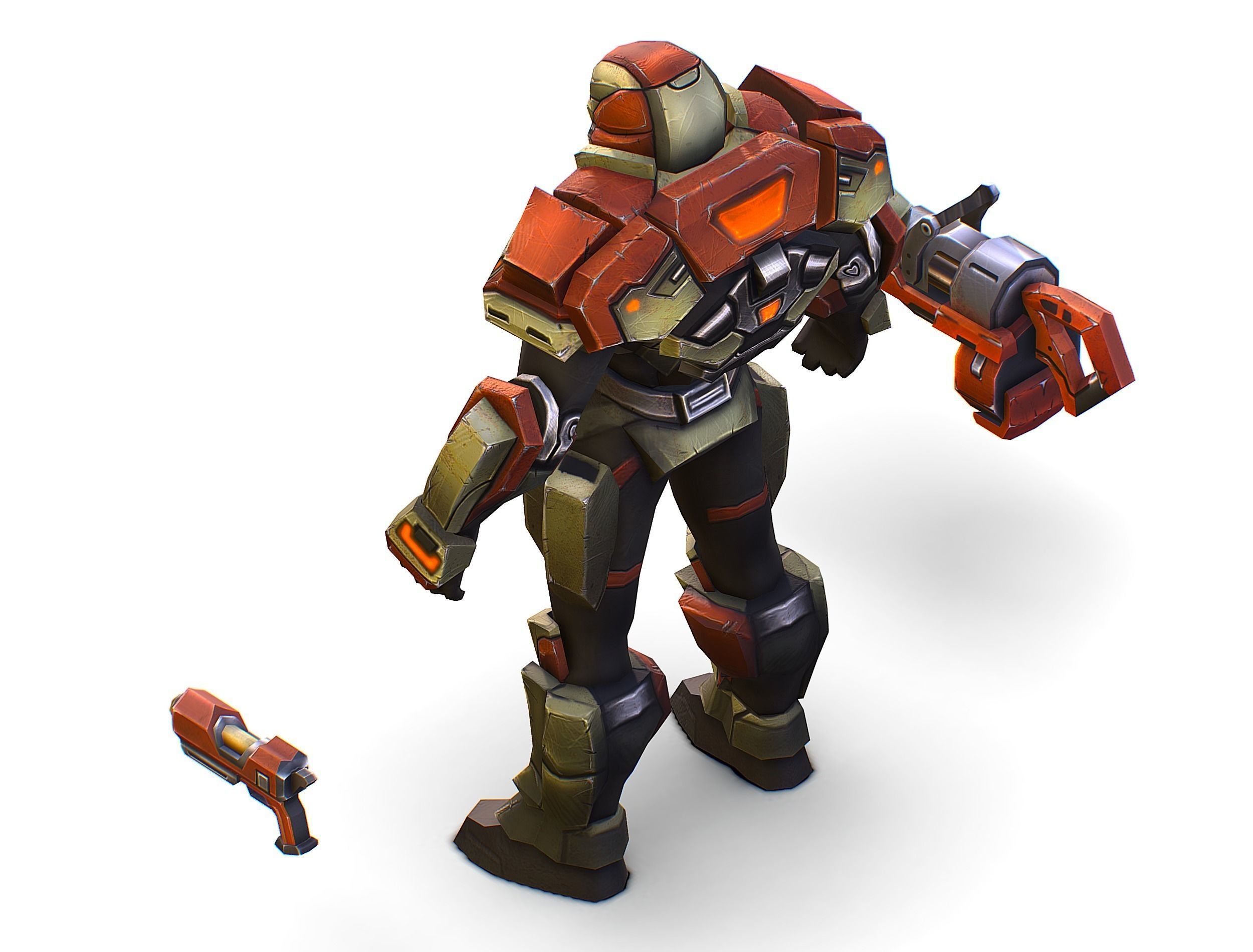 Male Cyborg - Man Machine Gun with Rifle and Pistol Low-poly 3D model_39