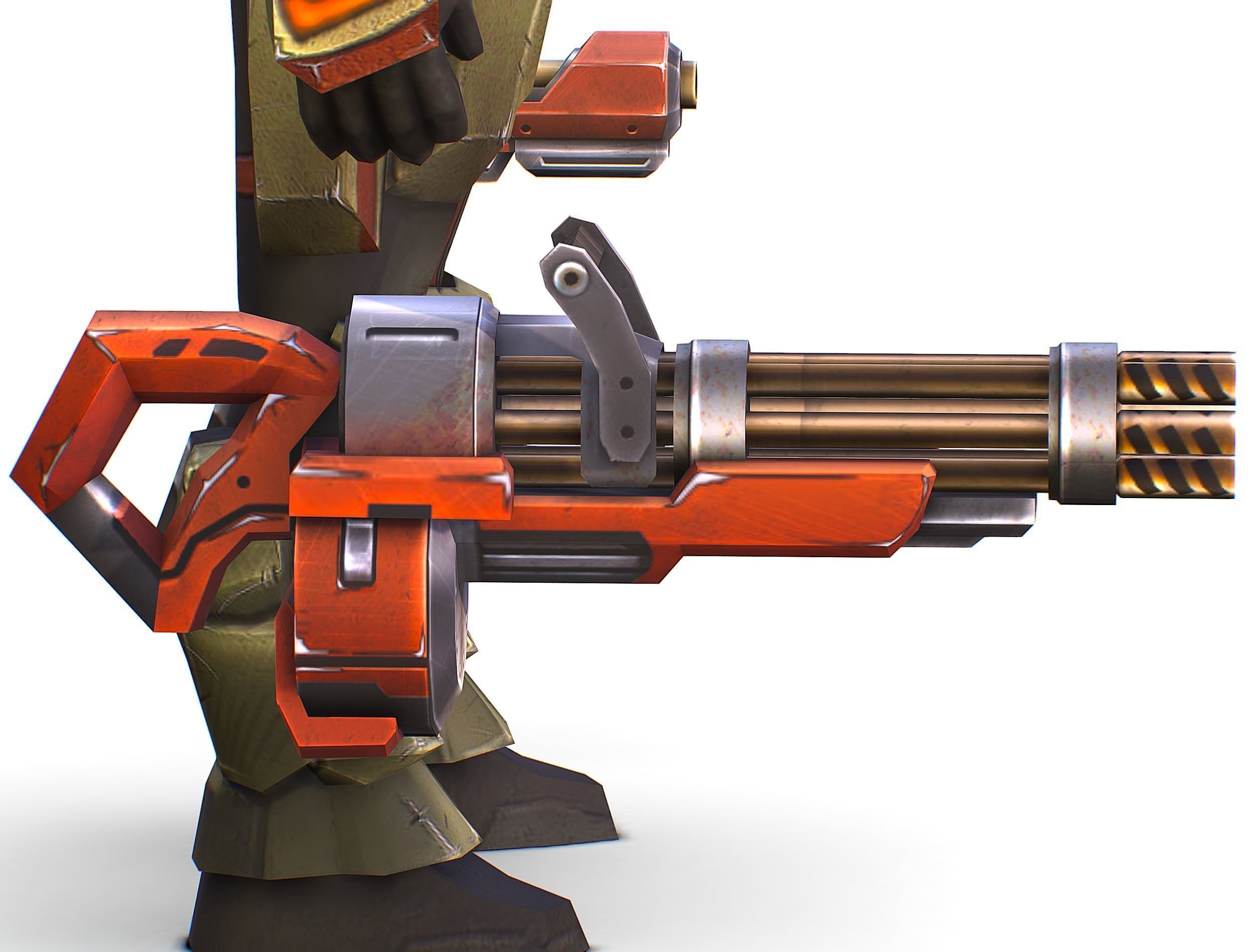 Male Cyborg - Man Machine Gun with Rifle and Pistol Low-poly 3D model_45