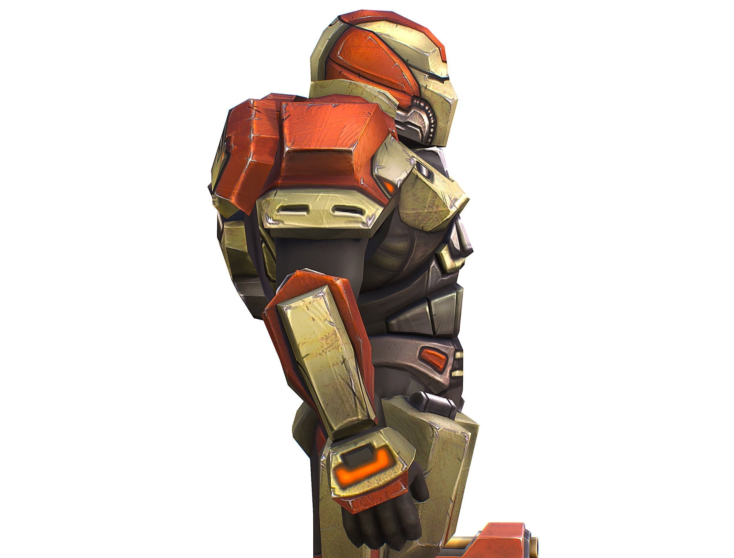 Male Cyborg - Man Machine Gun with Rifle and Pistol Low-poly 3D model_31